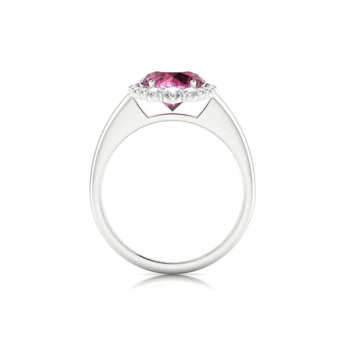 Romance | 18k White Gold 8 mm Round Rhodolite Ring