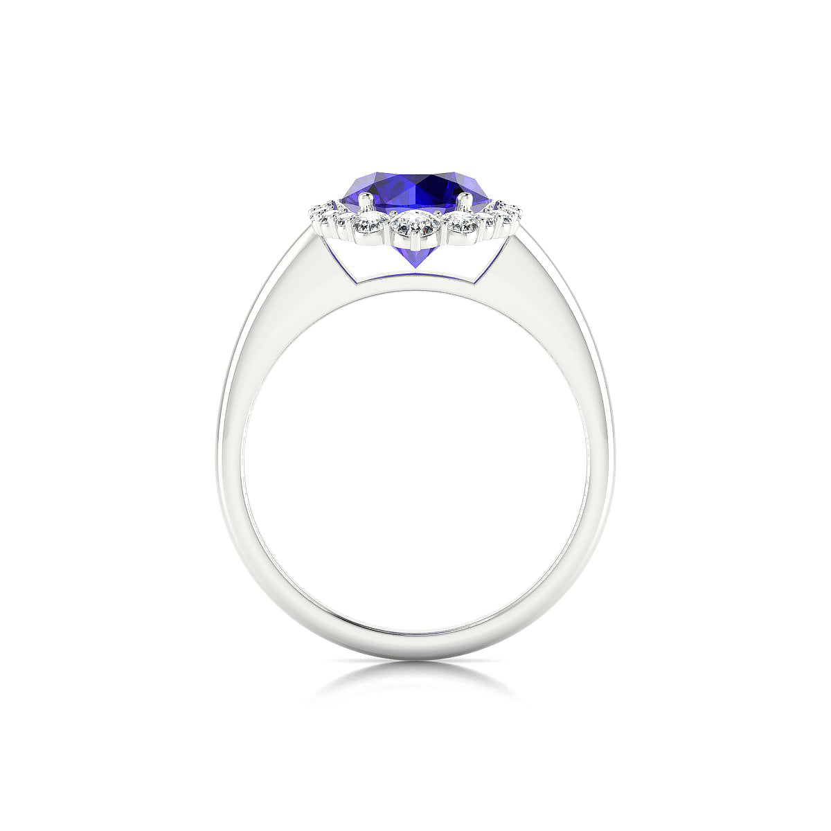 Romance | 18k White Gold 8 mm Round Tanzanite Ring