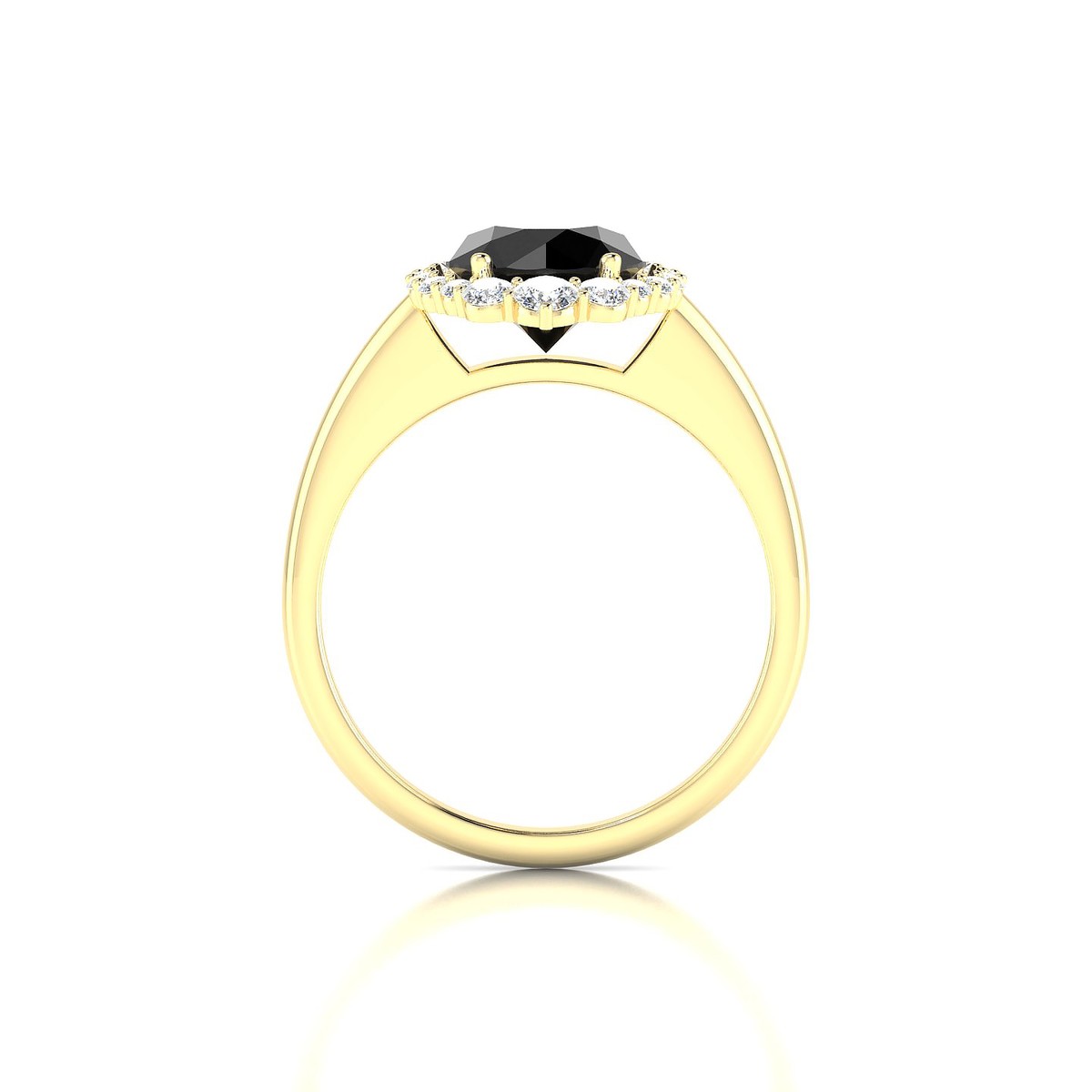 Romance | 18k Yellow Gold 8 mm Round Black Diamond Ring