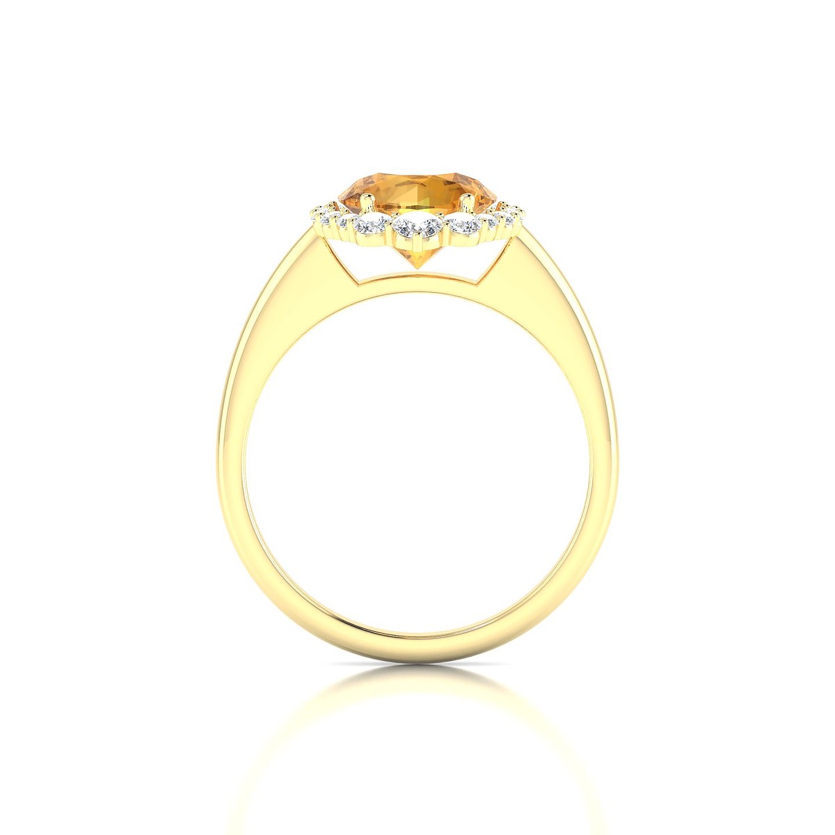 Romance | 18k Yellow Gold 8 mm Round Citrine Ring