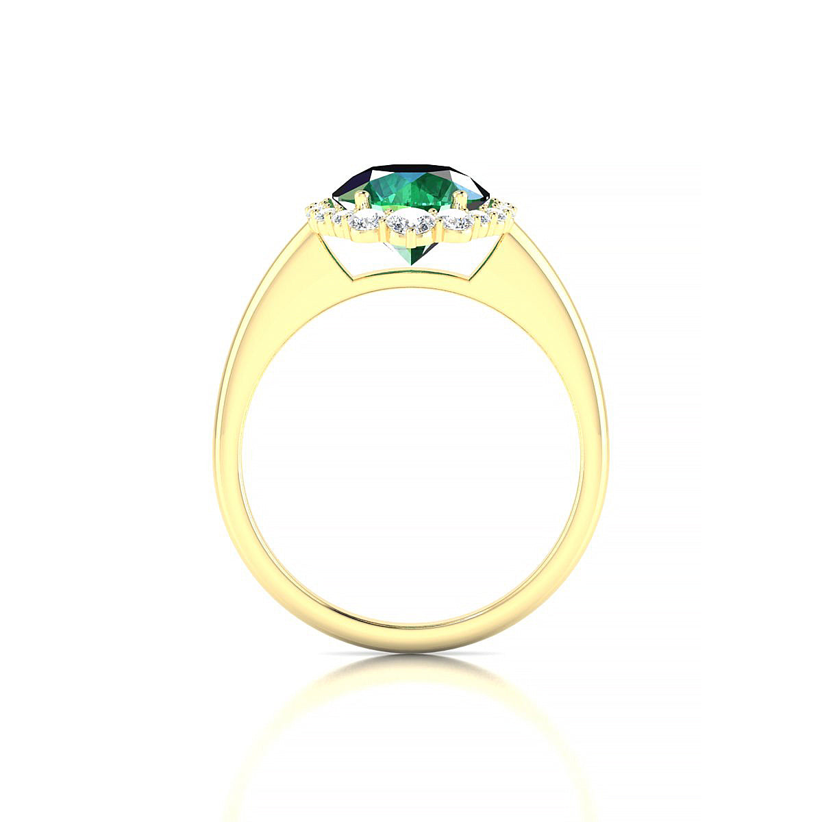 Romance | 18k Yellow Gold 8 mm Round Emerald Ring