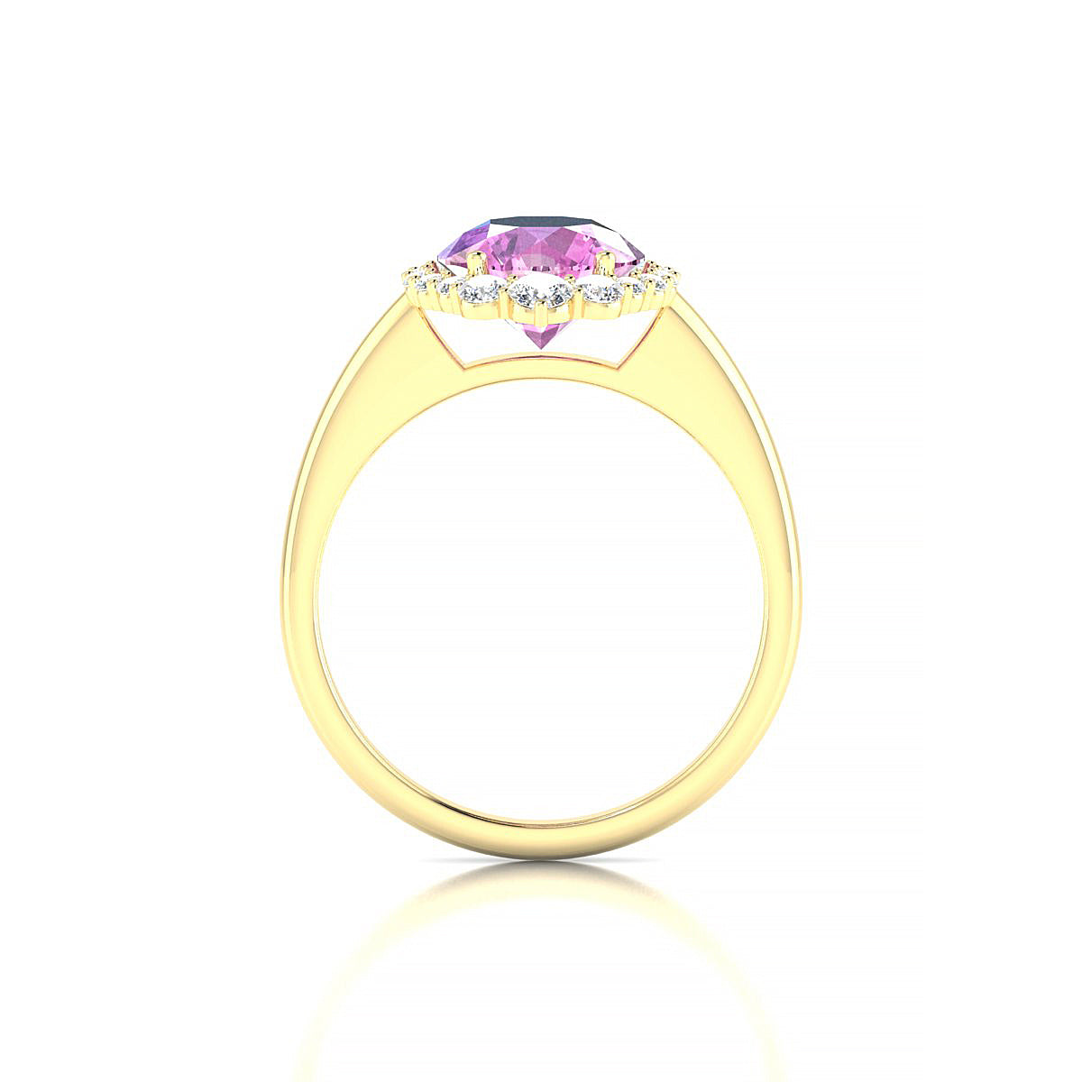 Romance | 18k Yellow Gold 8 mm Round Pink Sapphire Ring