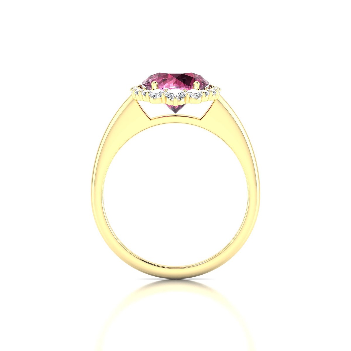 Romance | 18k Yellow Gold 8 mm Round Rhodolite Ring