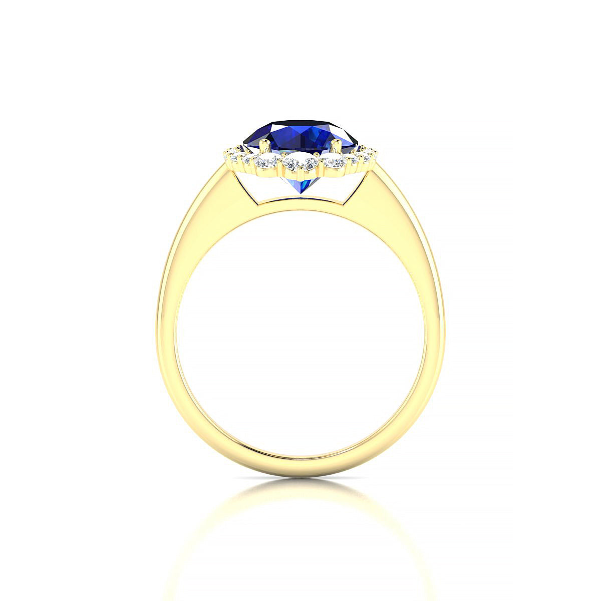 Romance | 18k Yellow Gold 8 mm Round Sapphire Ring