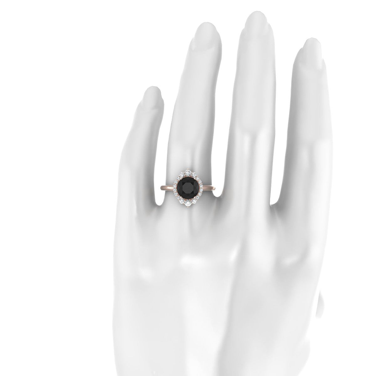 Romance | 18k Rose Gold 8 mm Round Black Diamond Ring
