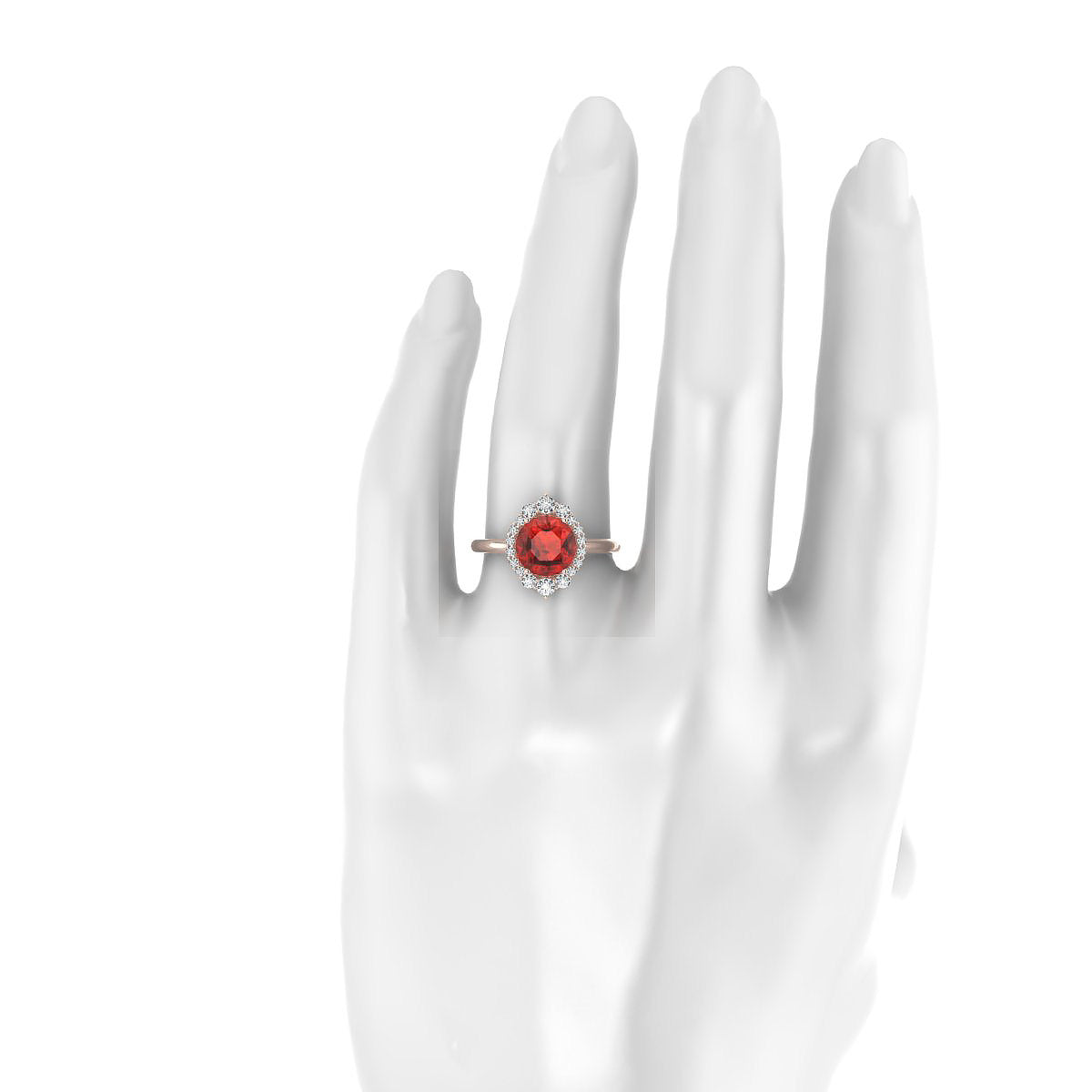 Romance | 18k Rose Gold 8 mm Round Garnet Ring