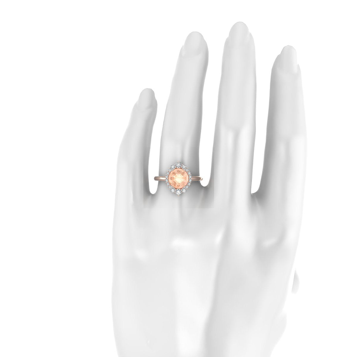 Romance | 18k Rose Gold 8 mm Round Morganite Ring