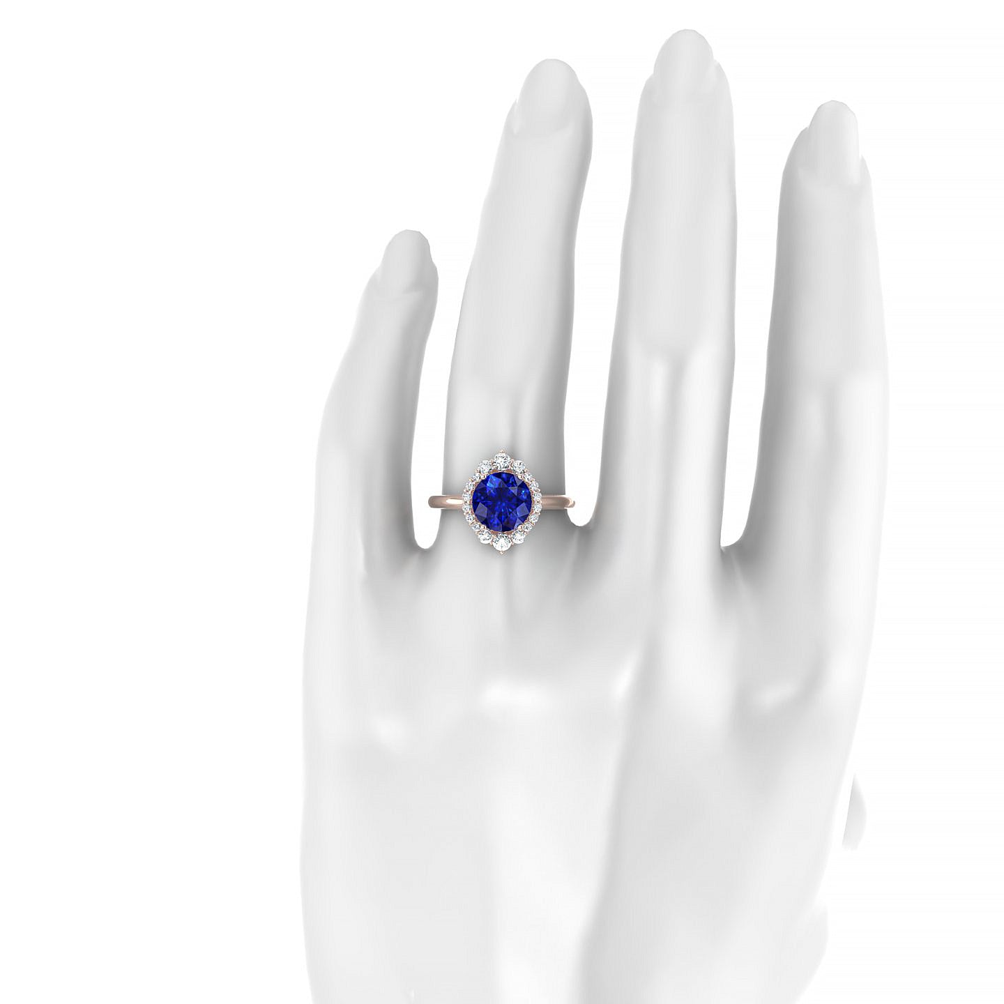 Romance | 18k Rose Gold 8 mm Round Sapphire Ring