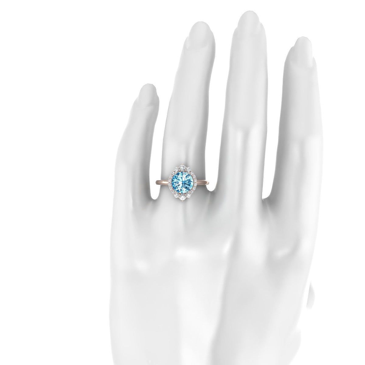 Romance | 18k Rose Gold 8 mm Round Topaz Ring