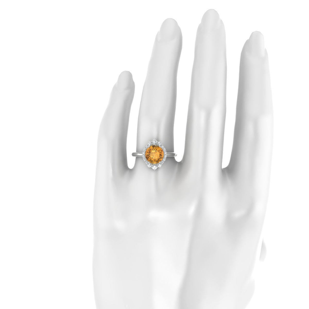 Romance | 18k White Gold 8 mm Round Citrine Ring