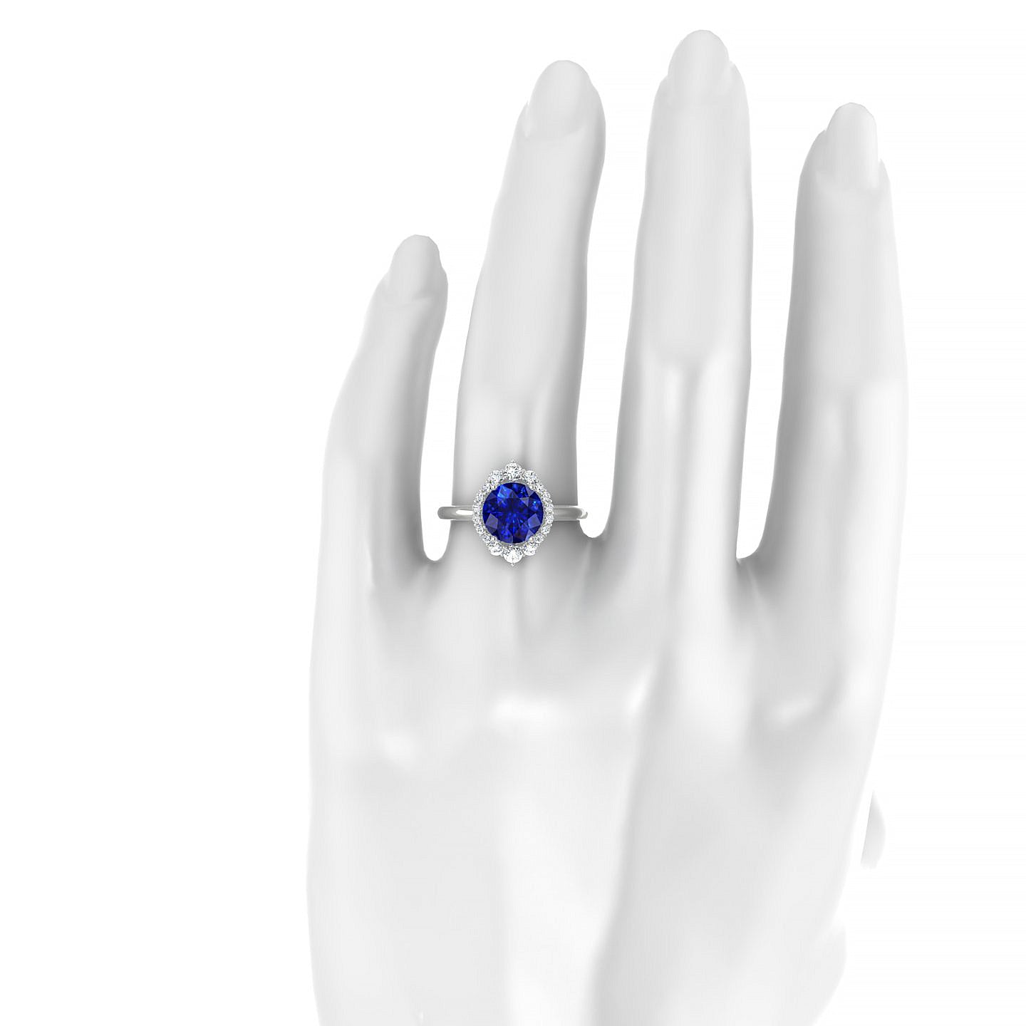 Romance | 18k White Gold 8 mm Round Sapphire Ring
