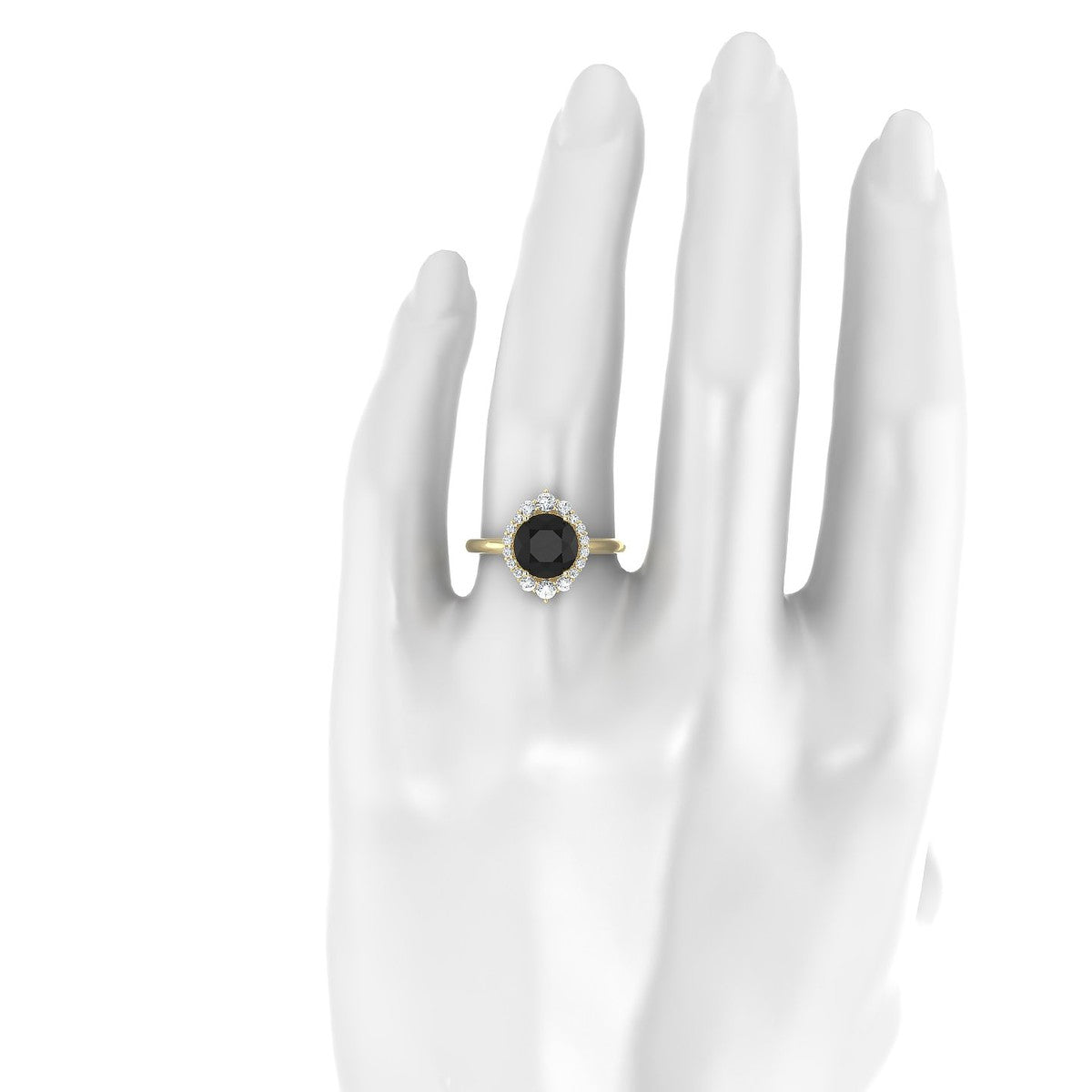Romance | 18k Yellow Gold 8 mm Round Black Diamond Ring