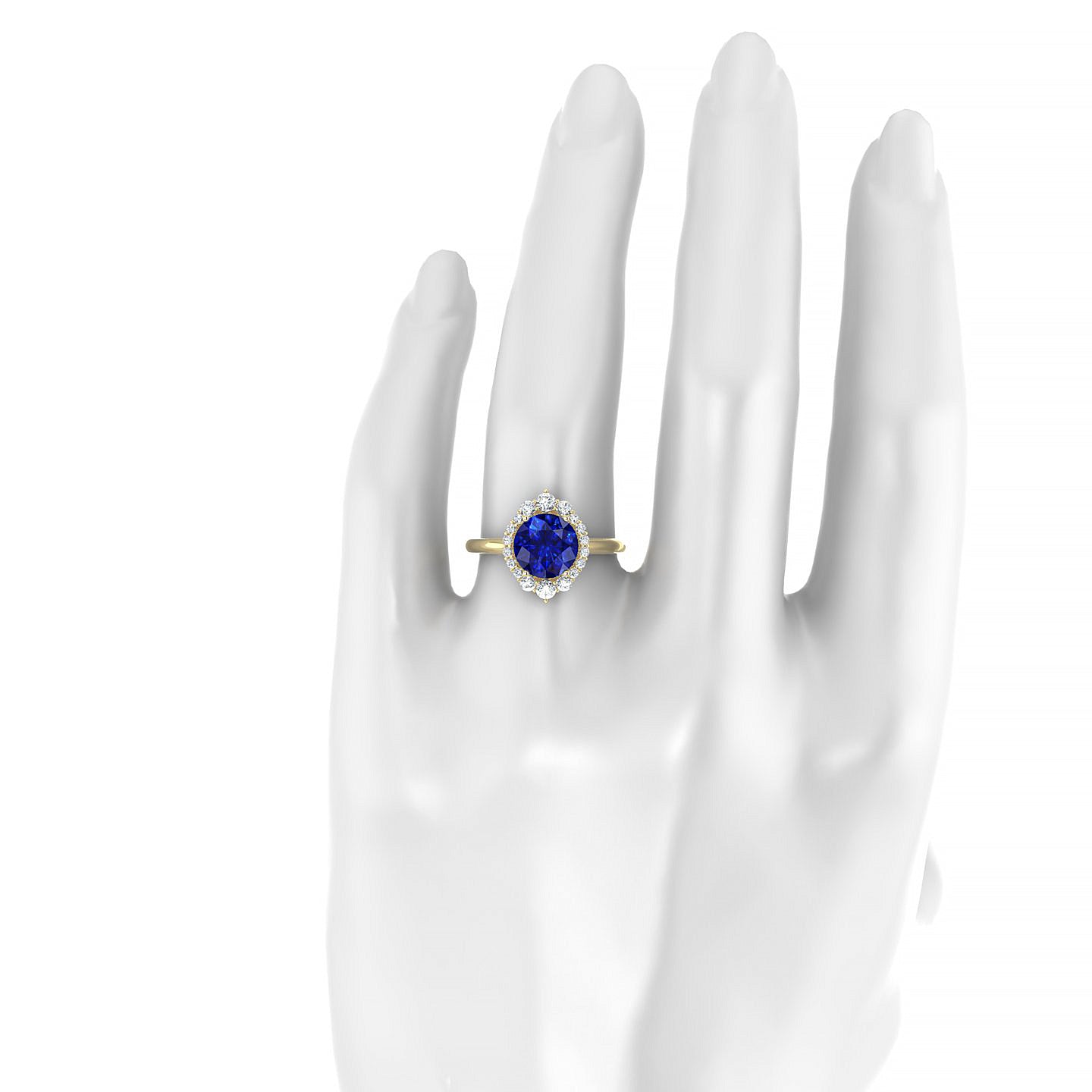 Romance | 18k Yellow Gold 8 mm Round Sapphire Ring