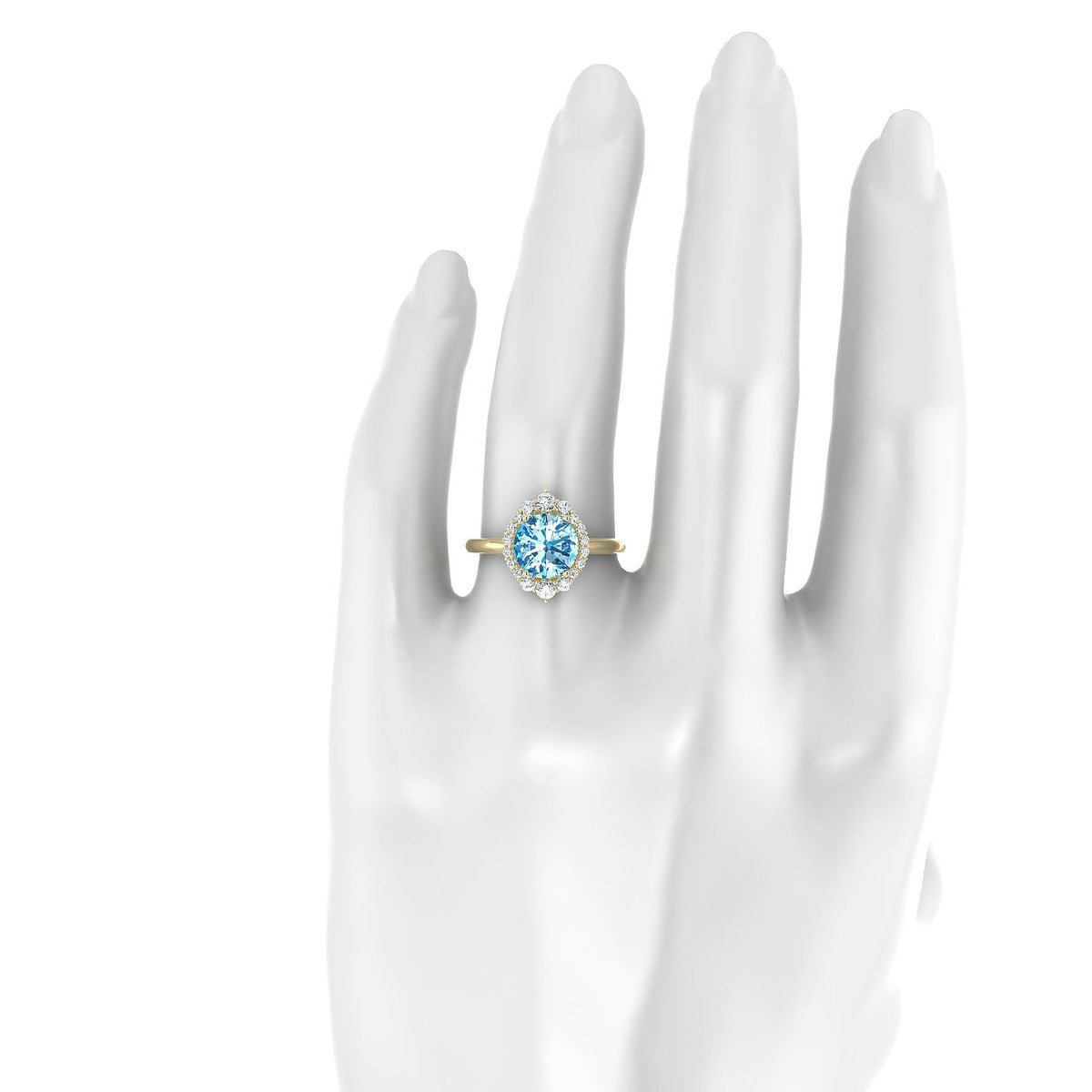Romance | 18k Yellow Gold 8 mm Round Topaz Ring
