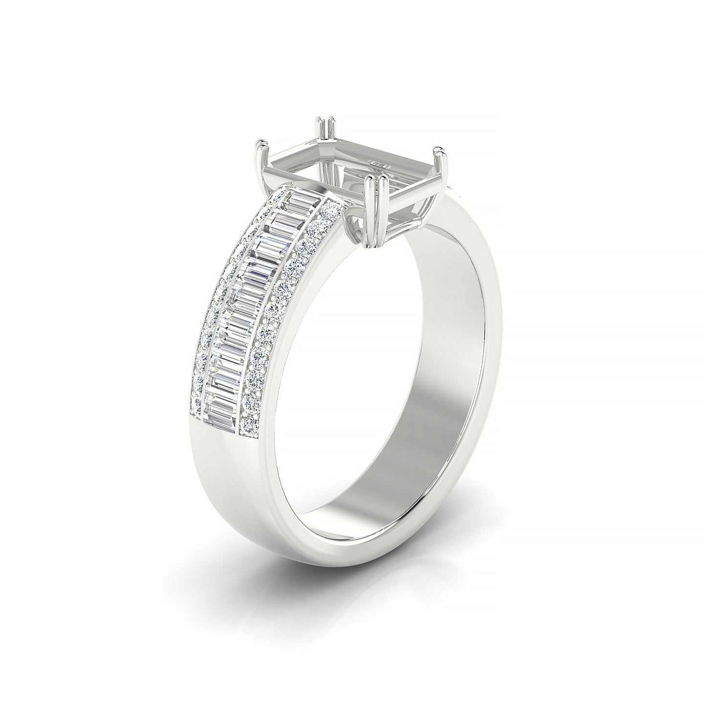 Royal Emerald 2-2.99 ct | 18k White Gold Side Stones Ring