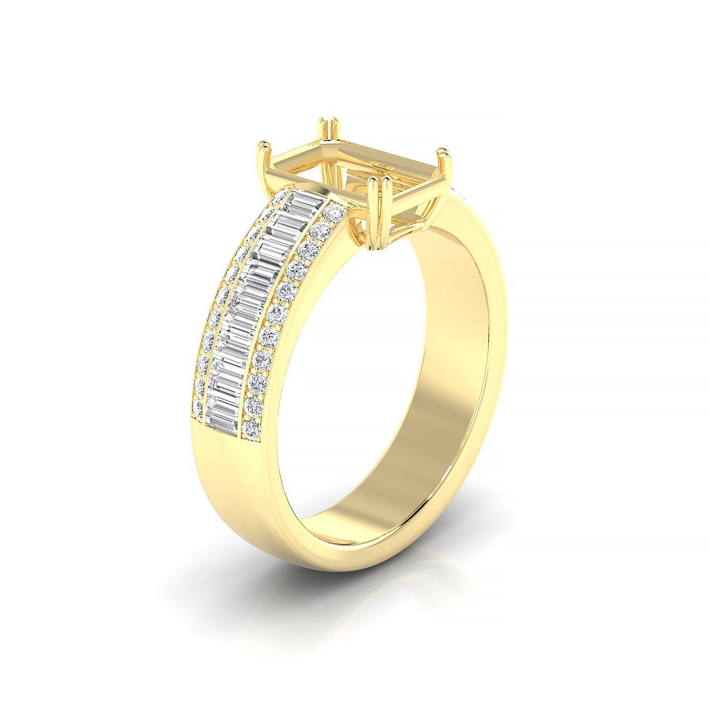 Royal Emerald 2-2.99 ct | 18k Yellow Gold Side Stones Ring