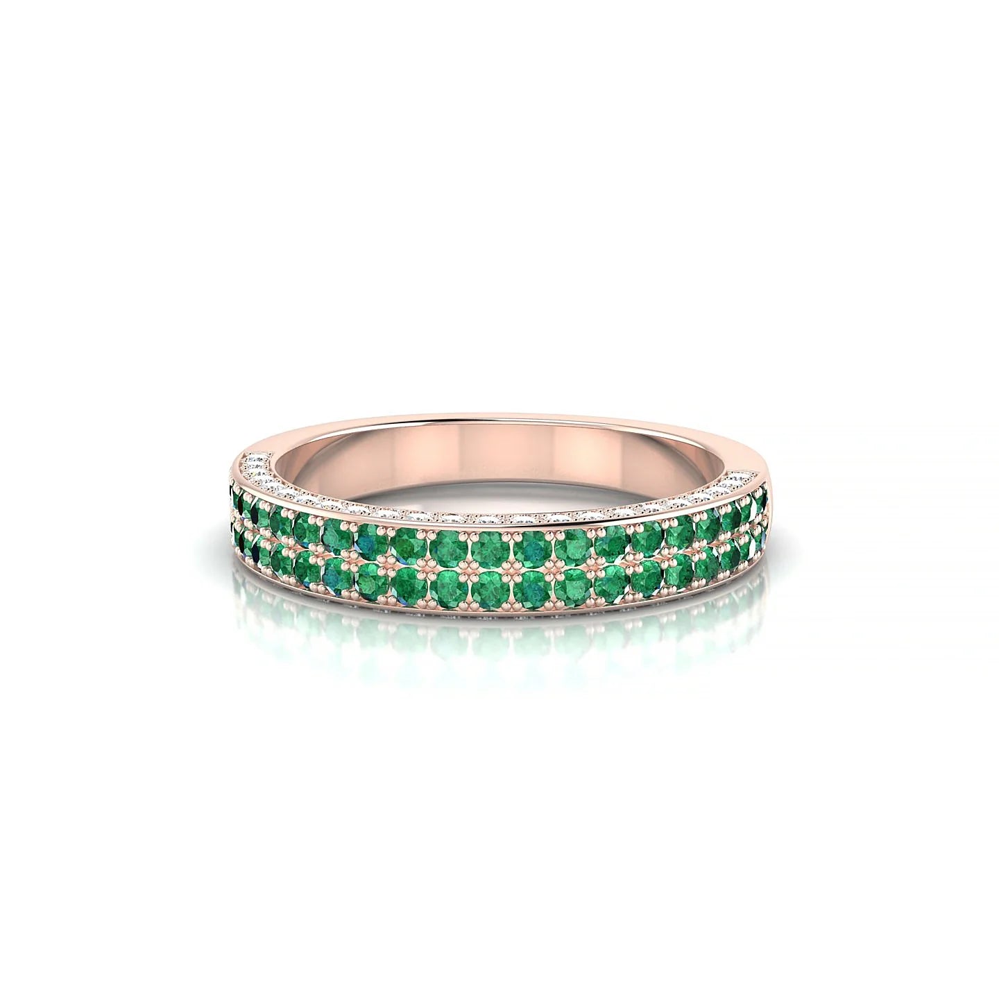 Seraph | 18k Rose Gold 1.3 mm Round Emerald & Diamond Ring