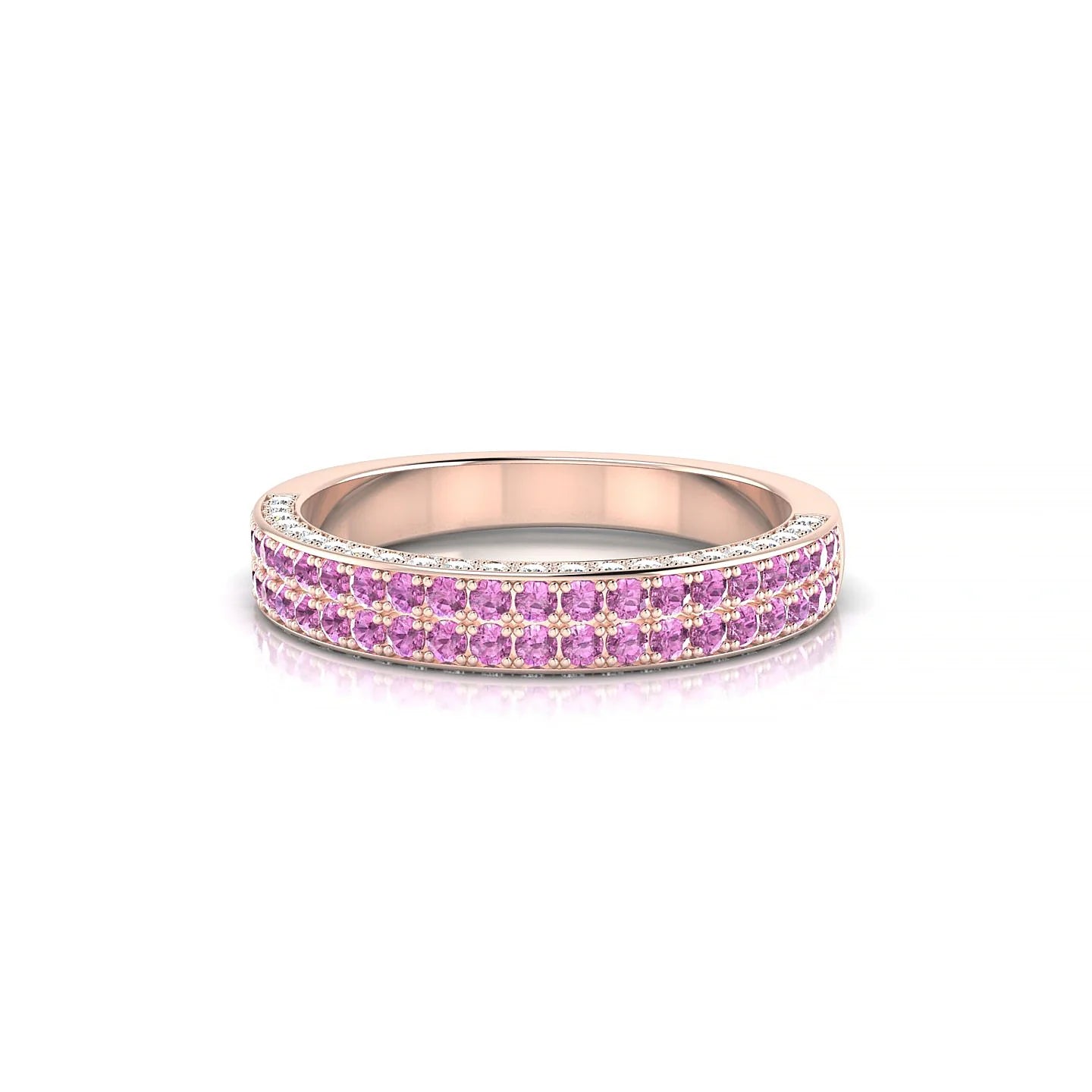 Seraph | 18k Rose Gold 1.3 mm Round Pink Sapphire & Diamond Ring