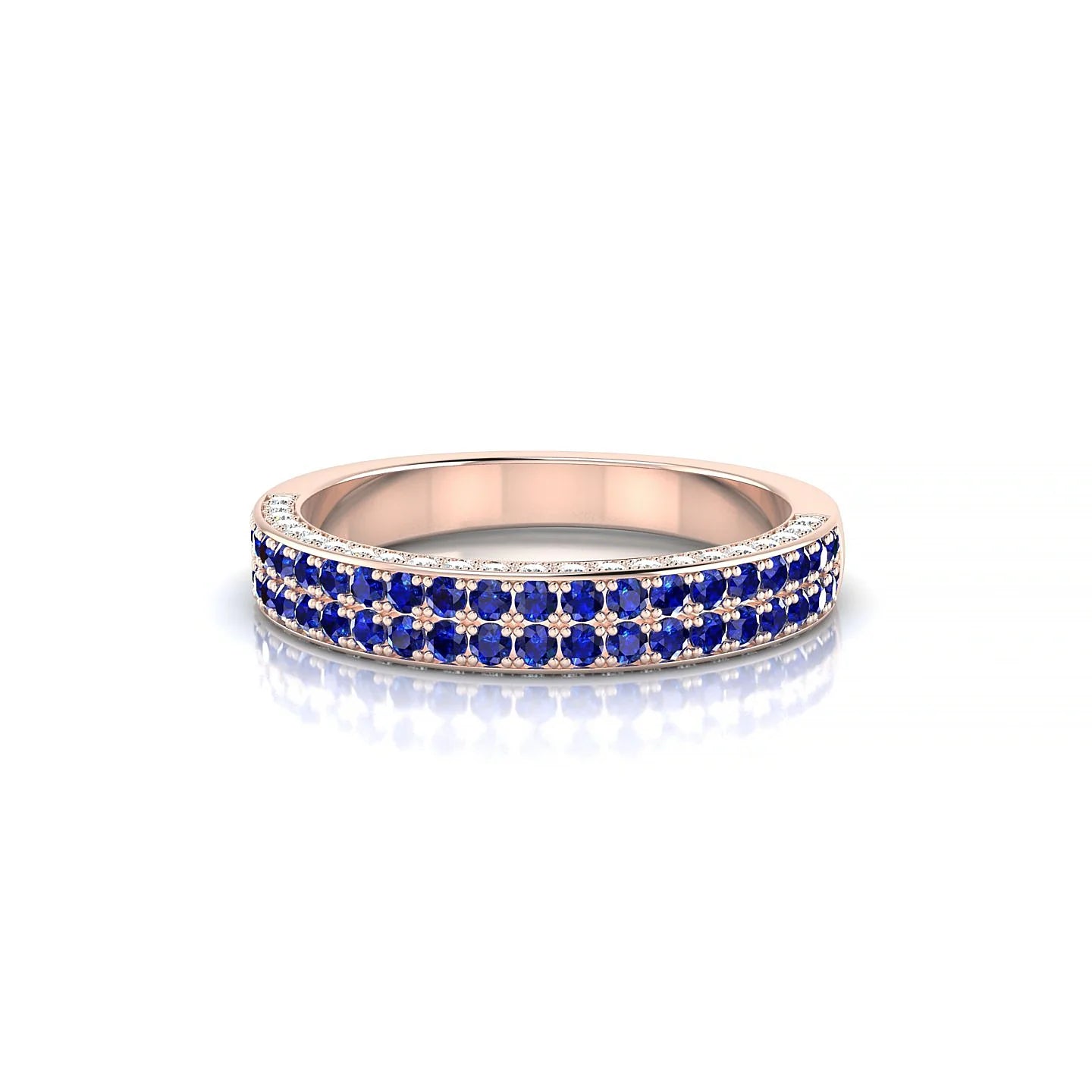 Seraph | 18k Rose Gold 1.3 mm Round Sapphire & Diamond Ring