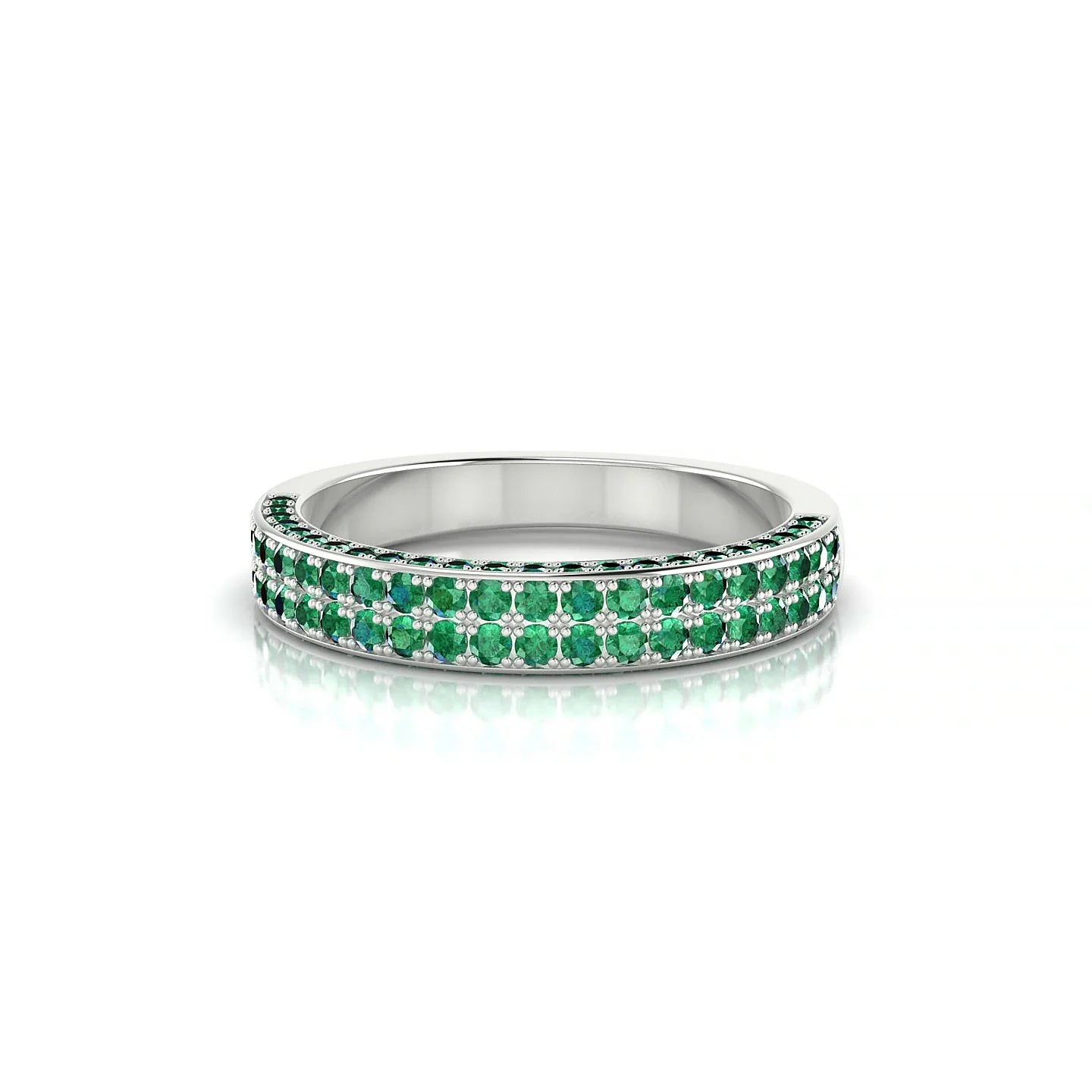 Seraph | 18k White Gold 1.3 mm Round Emerald Ring