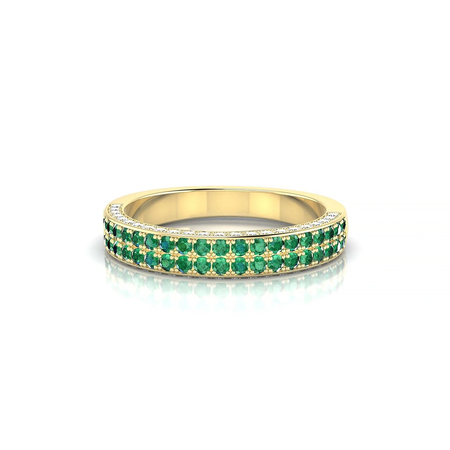 Seraph | 18k Yellow Gold 1.3 mm Round Emerald & Diamond Ring