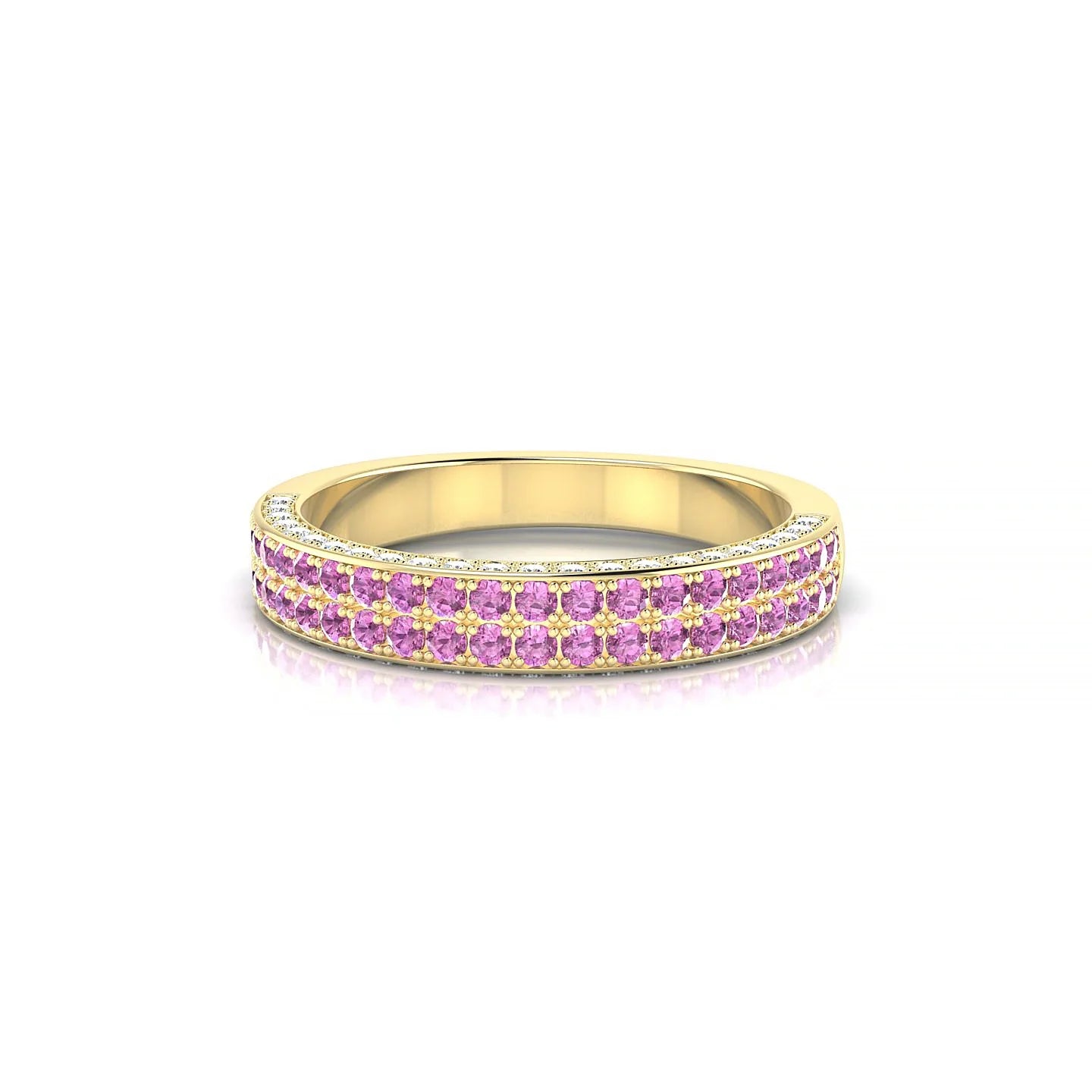 Seraph | 18k Yellow Gold 1.3 mm Round Pink Sapphire & Diamond Ring