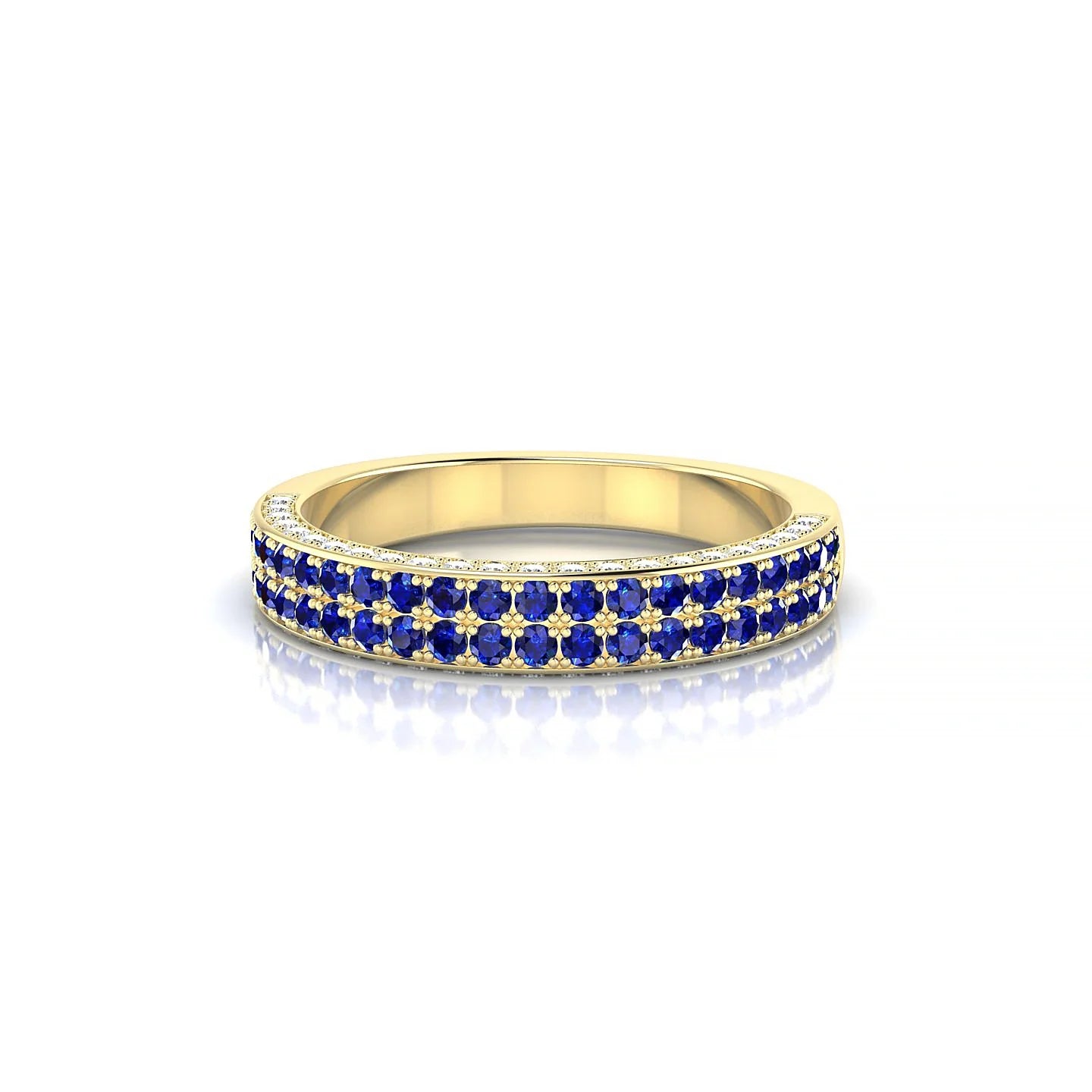 Seraph | 18k Yellow Gold 1.3 mm Round Sapphire & Diamond Ring