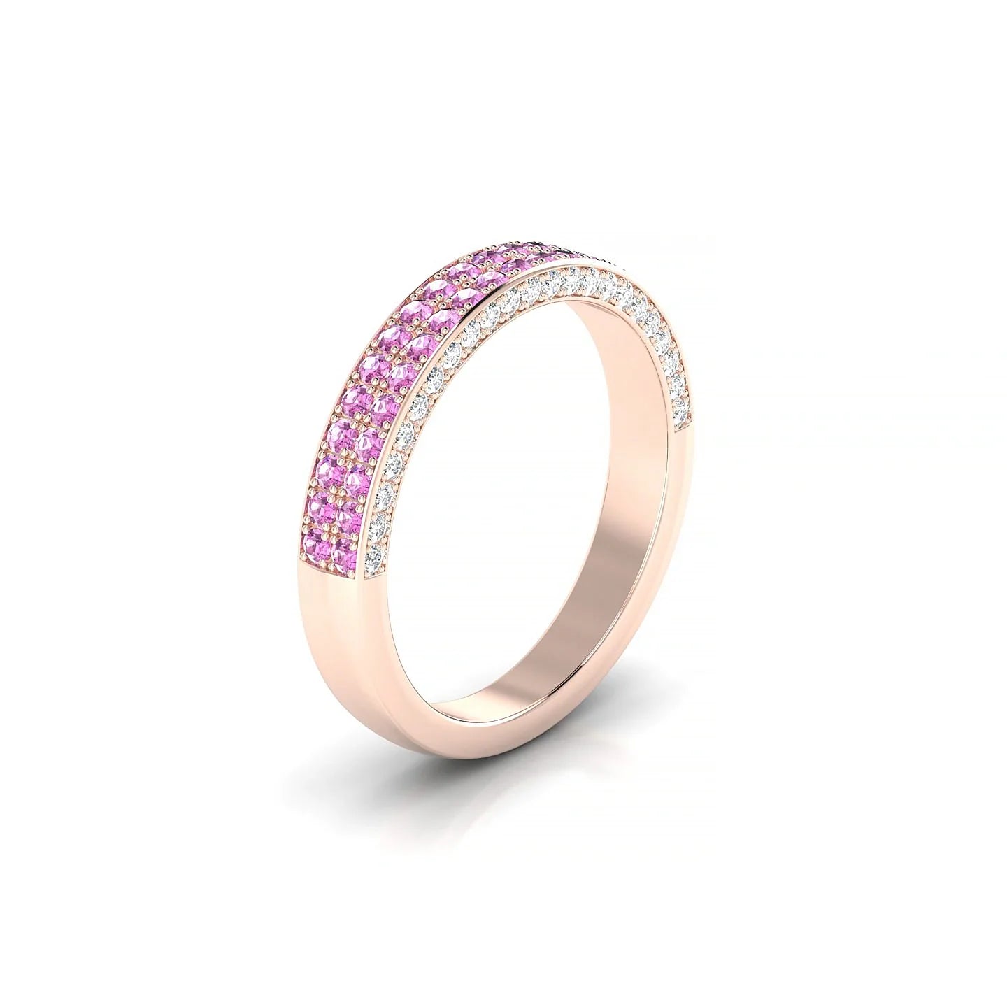 Seraph | 18k Rose Gold 1.3 mm Round Pink Sapphire & Diamond Ring