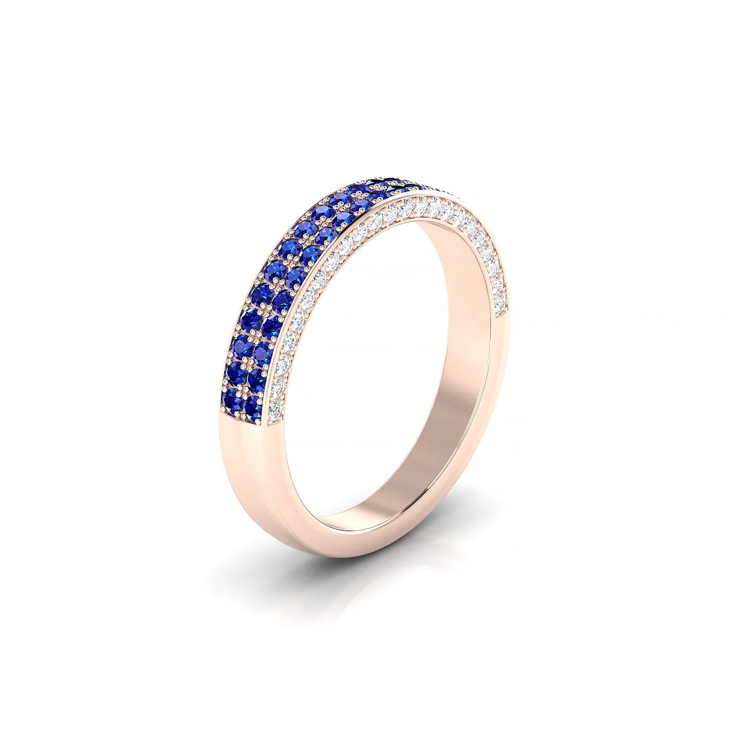 Seraph | 18k Rose Gold 1.3 mm Round Sapphire & Diamond Ring