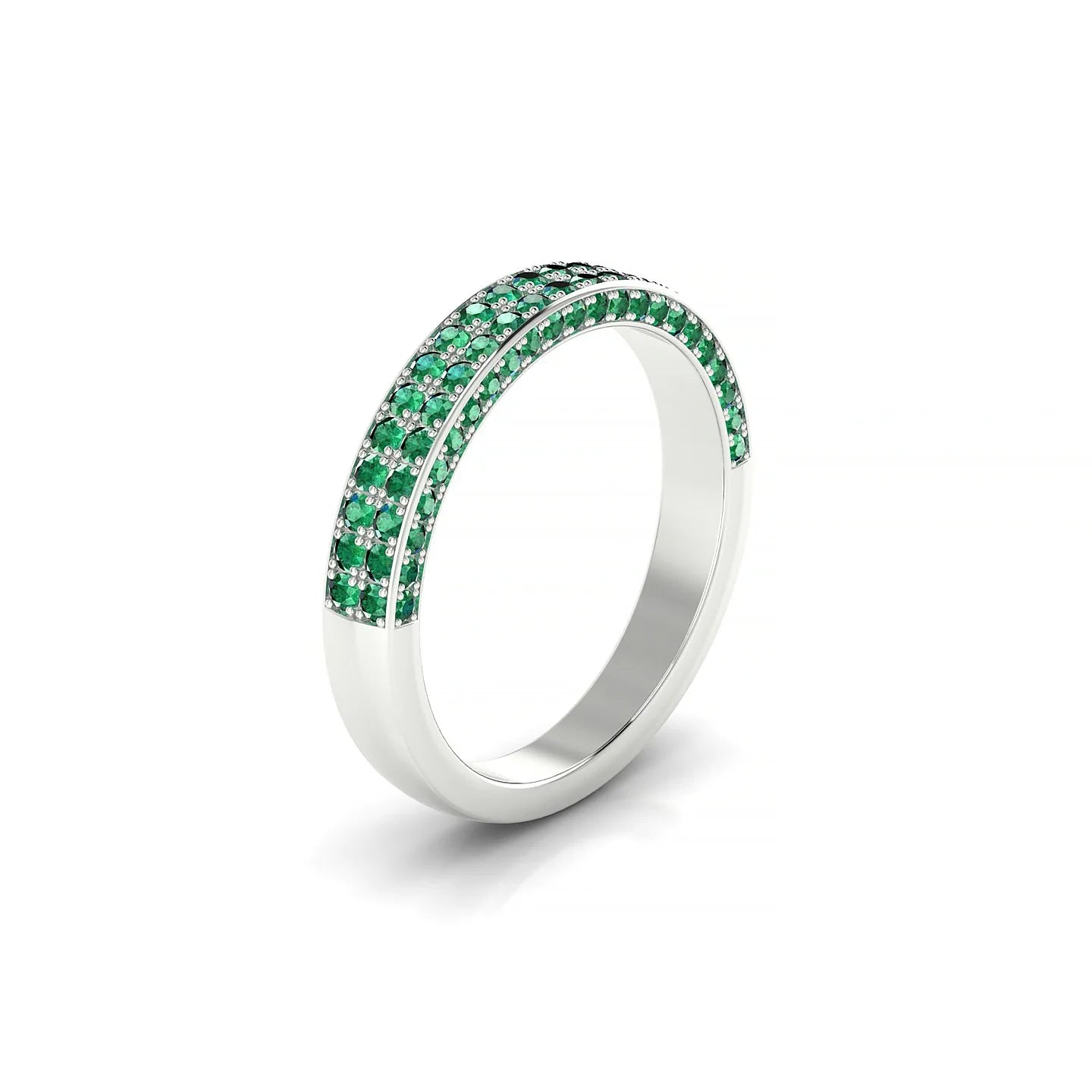 Seraph | 18k White Gold 1.3 mm Round Emerald Ring