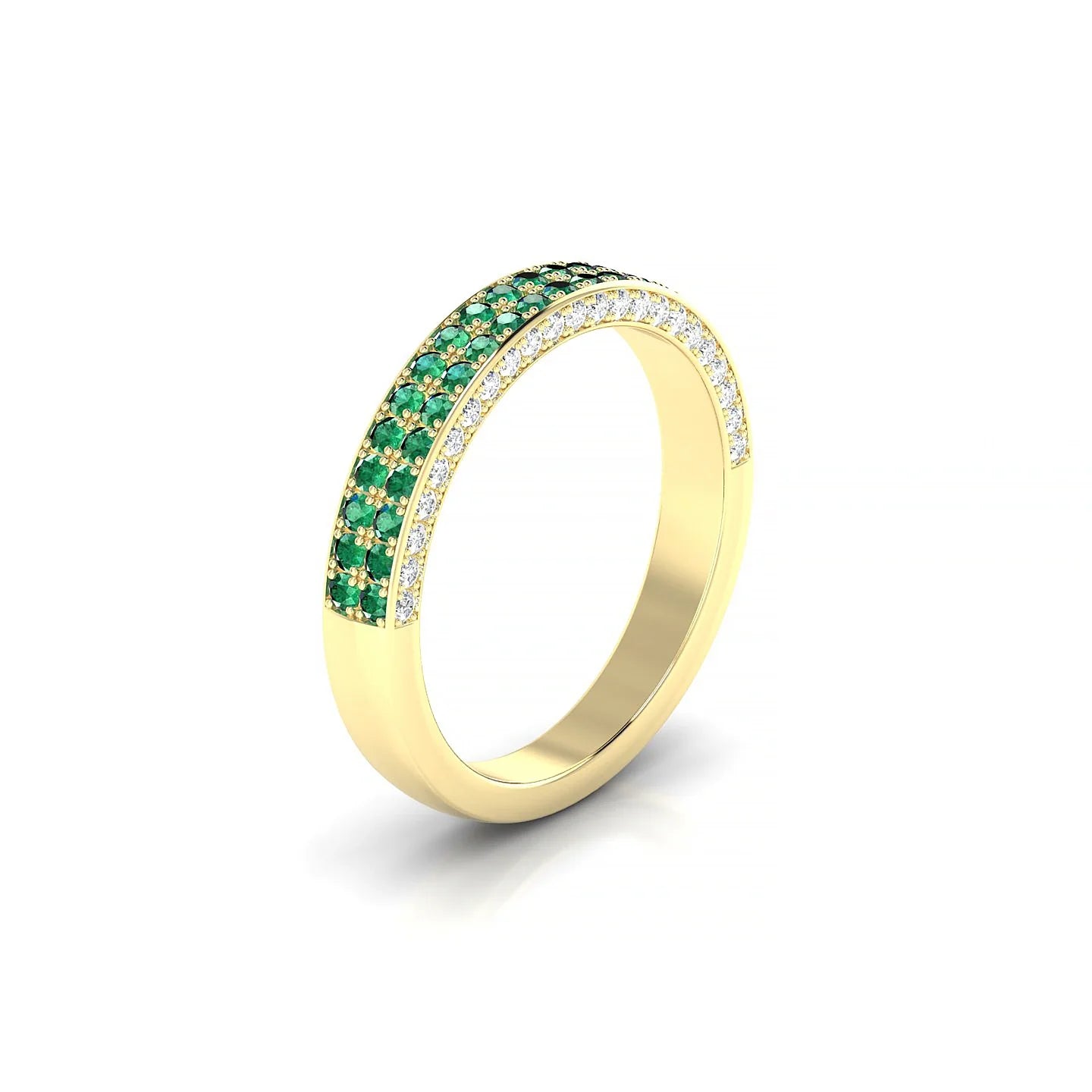 Seraph | 18k Yellow Gold 1.3 mm Round Emerald & Diamond Ring
