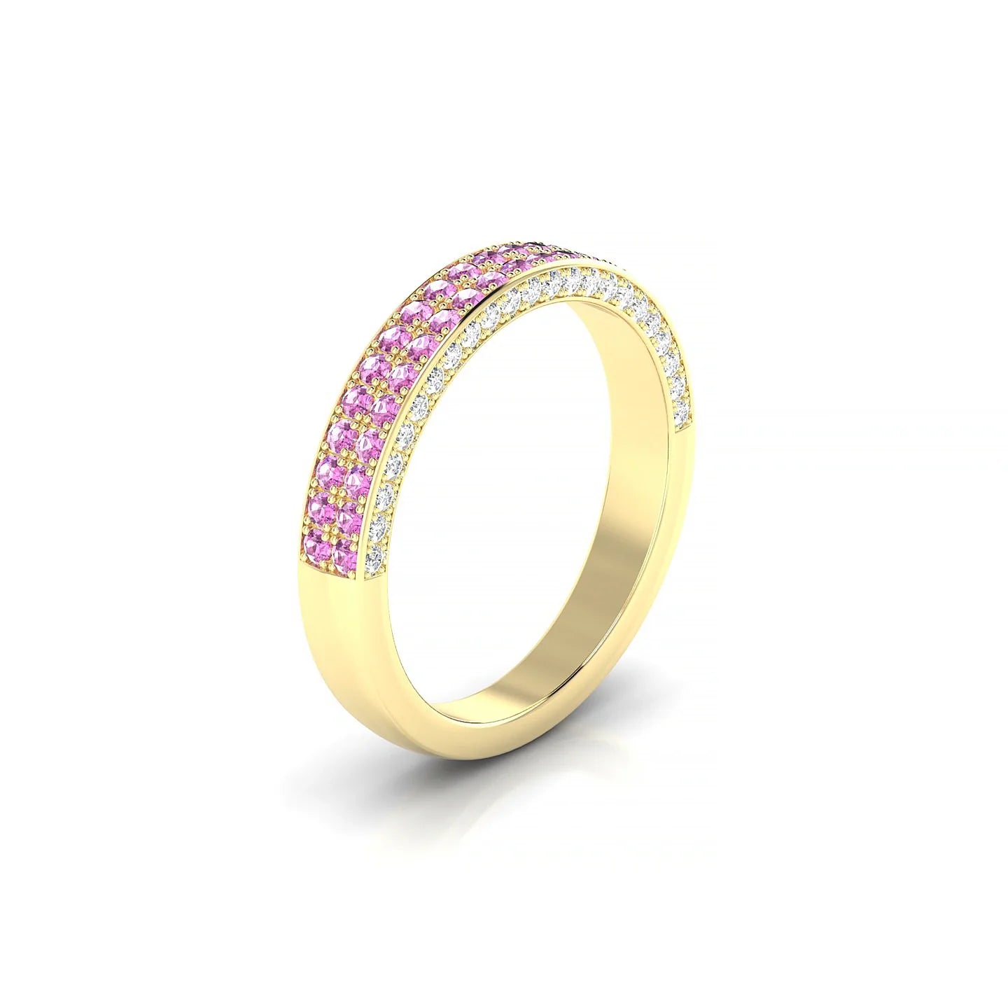 Seraph | 18k Yellow Gold 1.3 mm Round Pink Sapphire & Diamond Ring