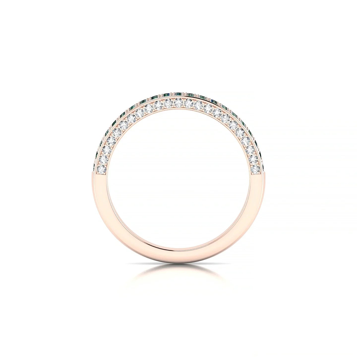 Seraph | 18k Rose Gold 1.3 mm Round Emerald & Diamond Ring