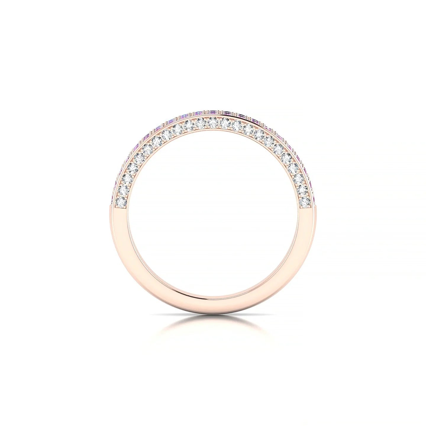 Seraph | 18k Rose Gold 1.3 mm Round Pink Sapphire & Diamond Ring