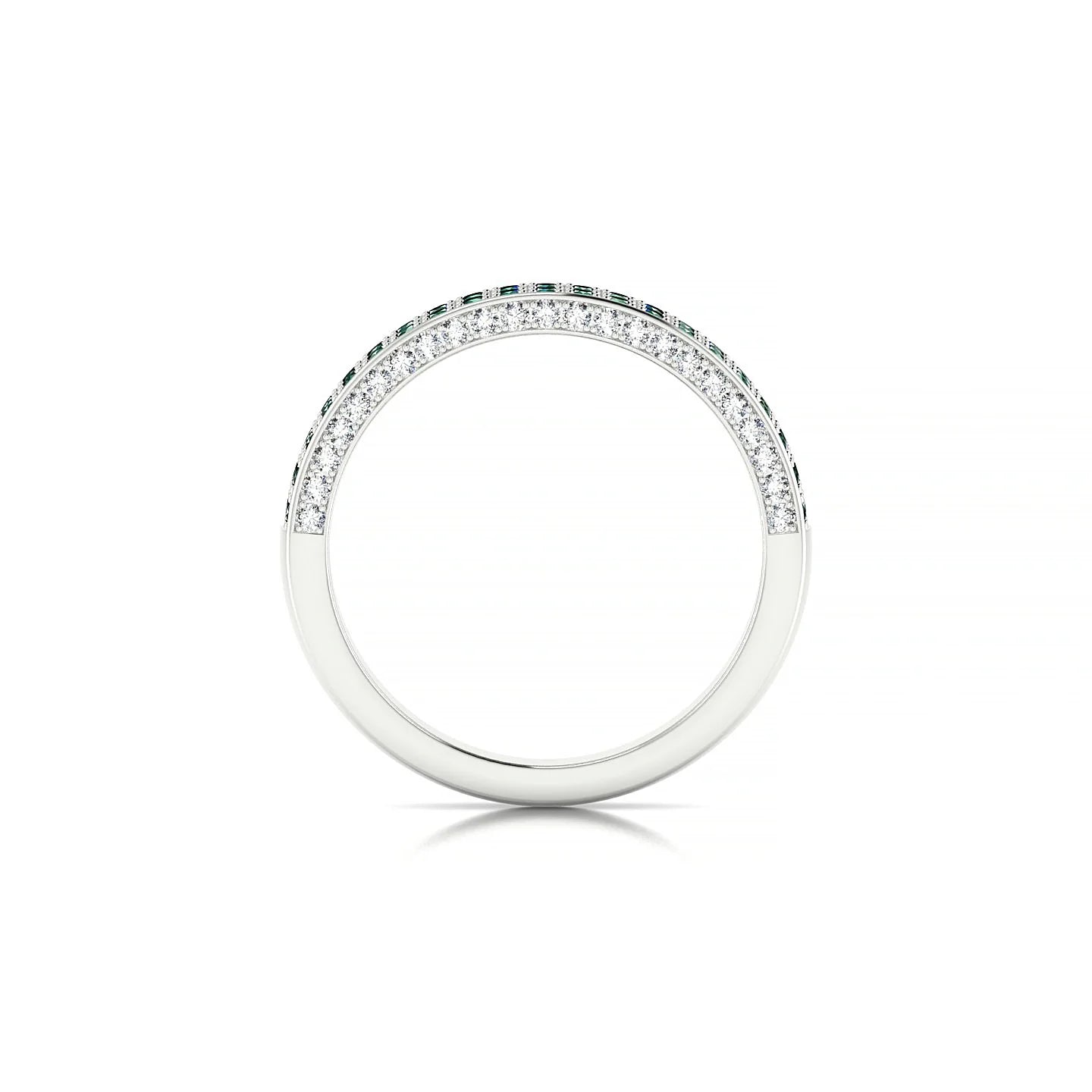 Seraph | 18k White Gold 1.3 mm Round Emerald & Diamond Ring