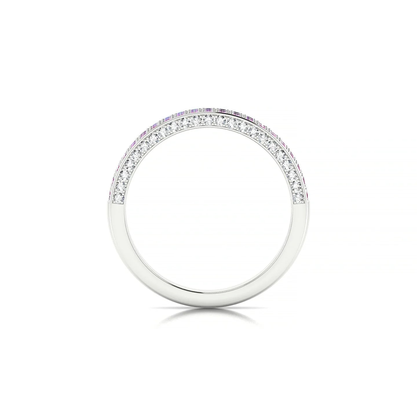 Seraph | 18k White Gold 1.3 mm Round Pink Sapphire & Diamond Ring