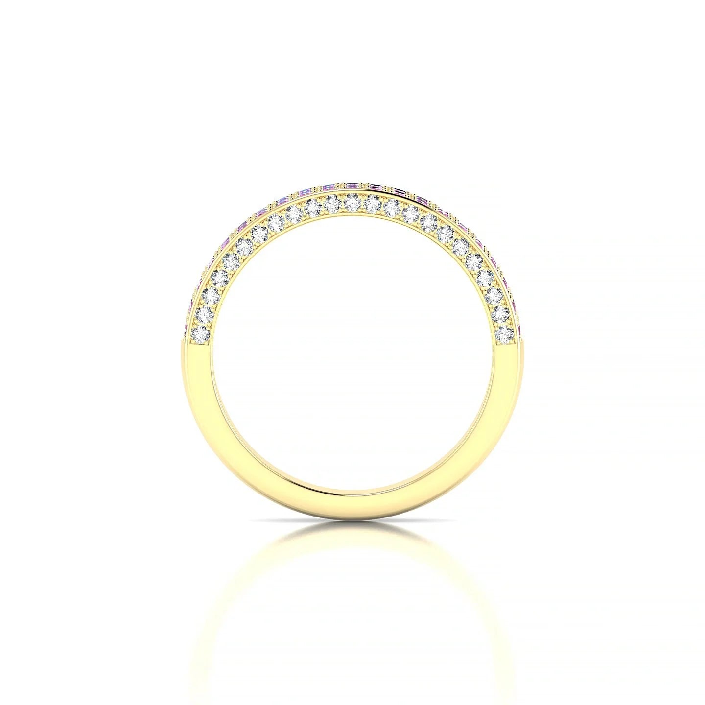 Seraph | 18k Yellow Gold 1.3 mm Round Pink Sapphire & Diamond Ring