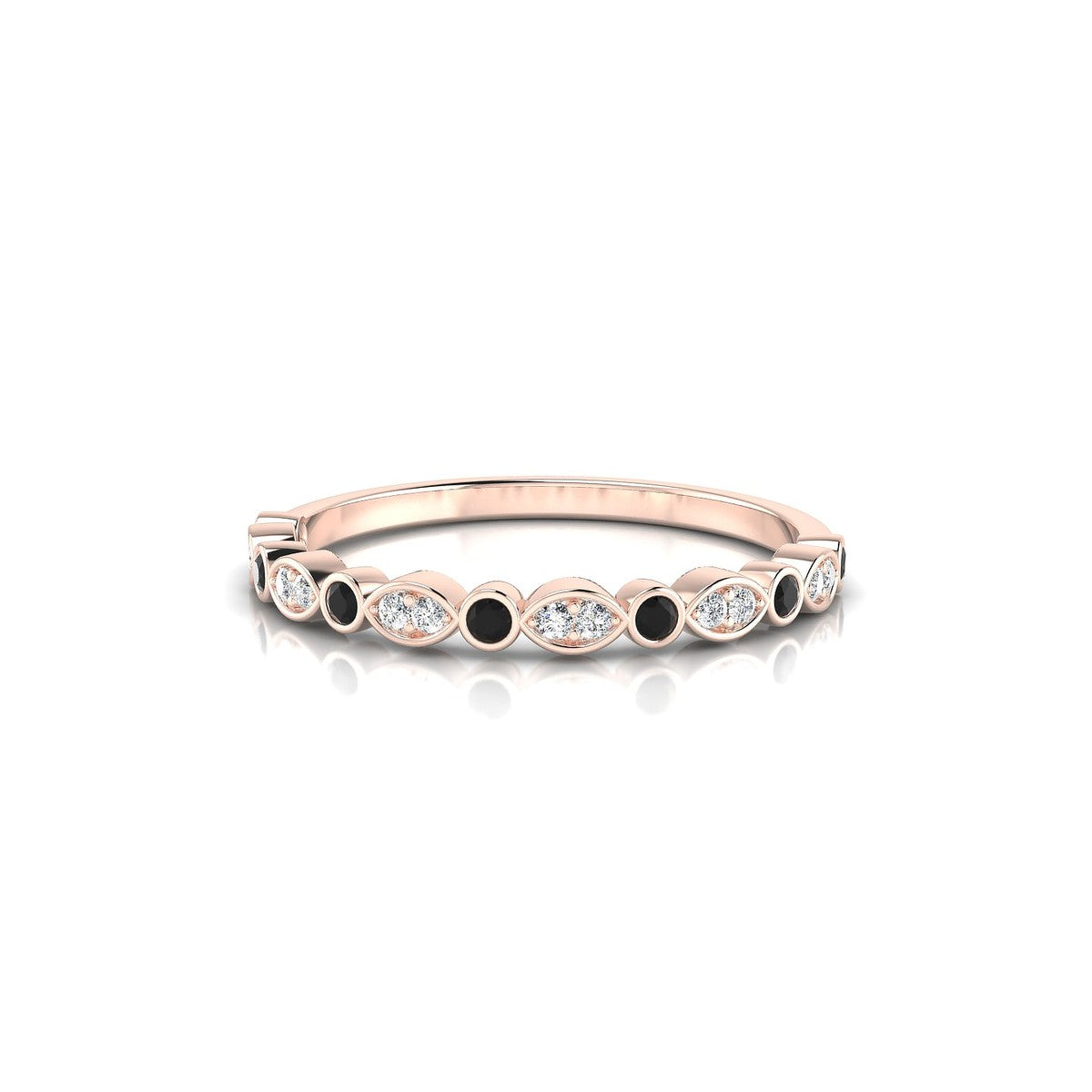 Serenity | 18k Rose Gold 1.5 mm Round Black Diamond Ring