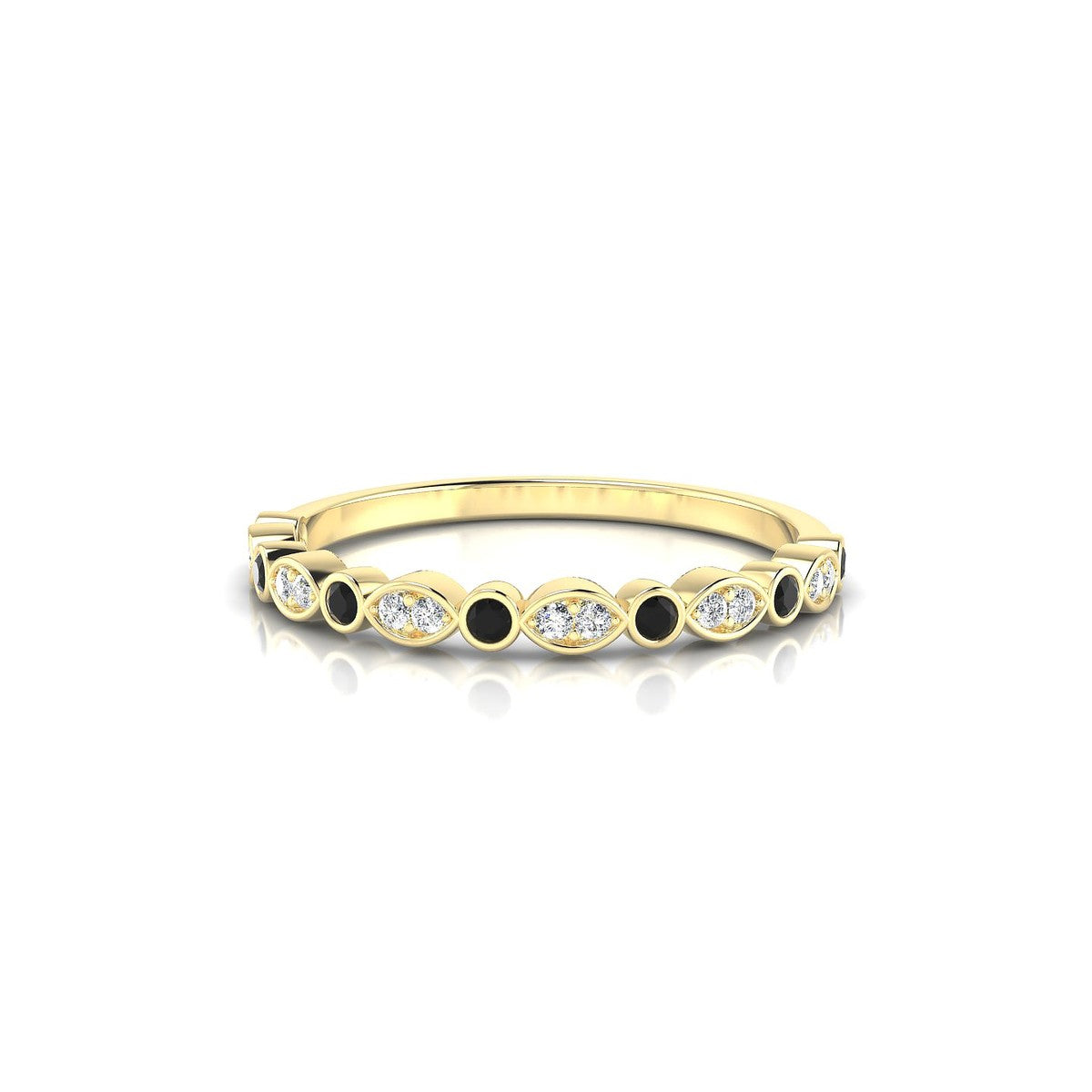 Serenity | 18k Yellow Gold 1.5 mm Round Black Diamond Ring