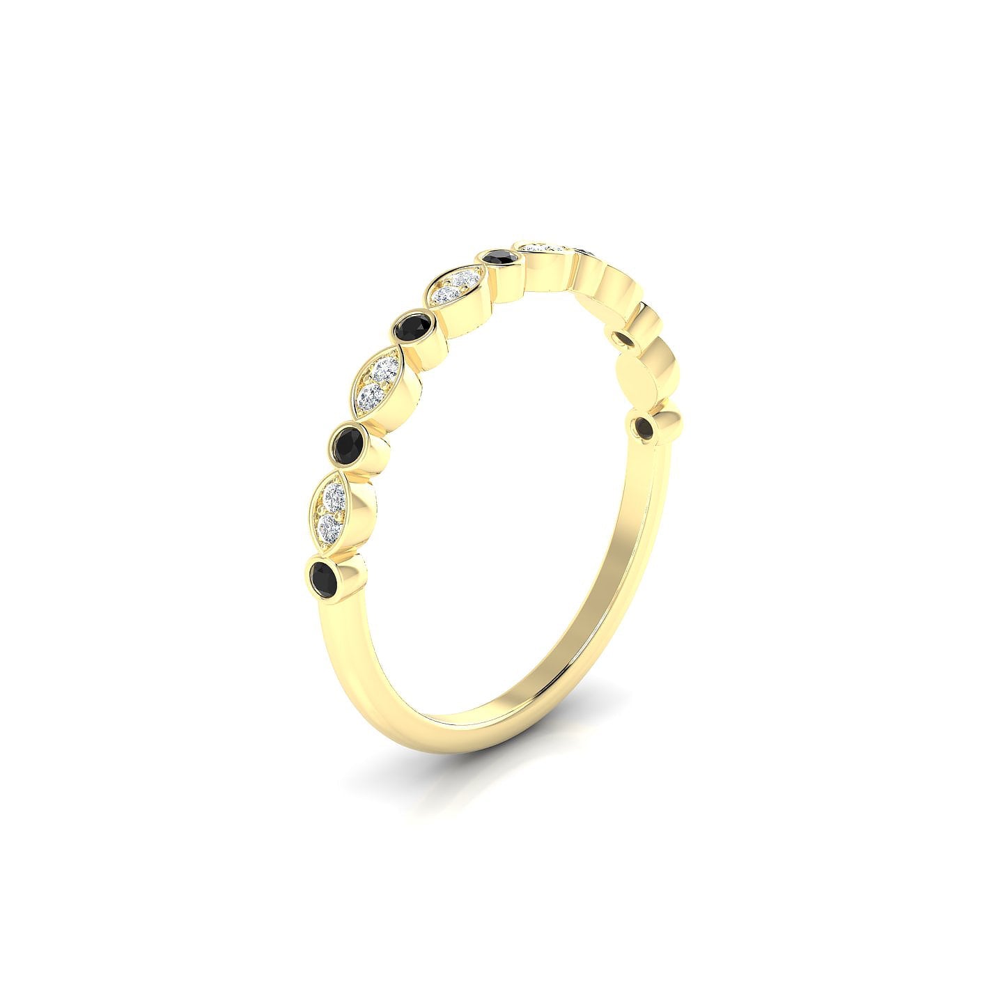 Serenity | 18k Yellow Gold 1.5 mm Round Black Diamond Ring