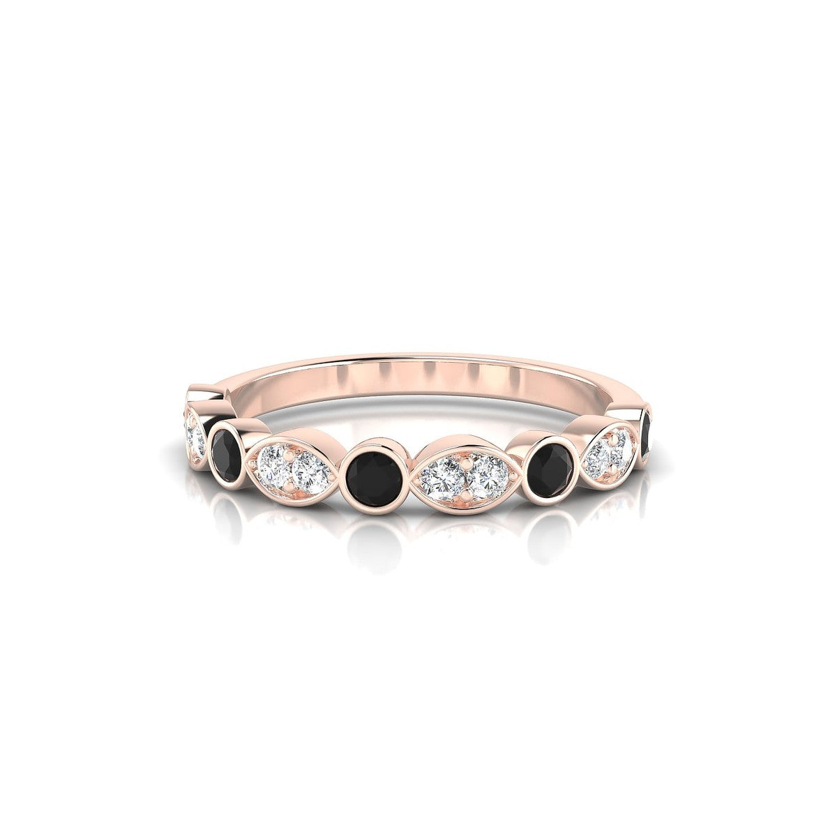 Serenity | 18k Rose Gold 2.5 mm Round Black Diamond Ring