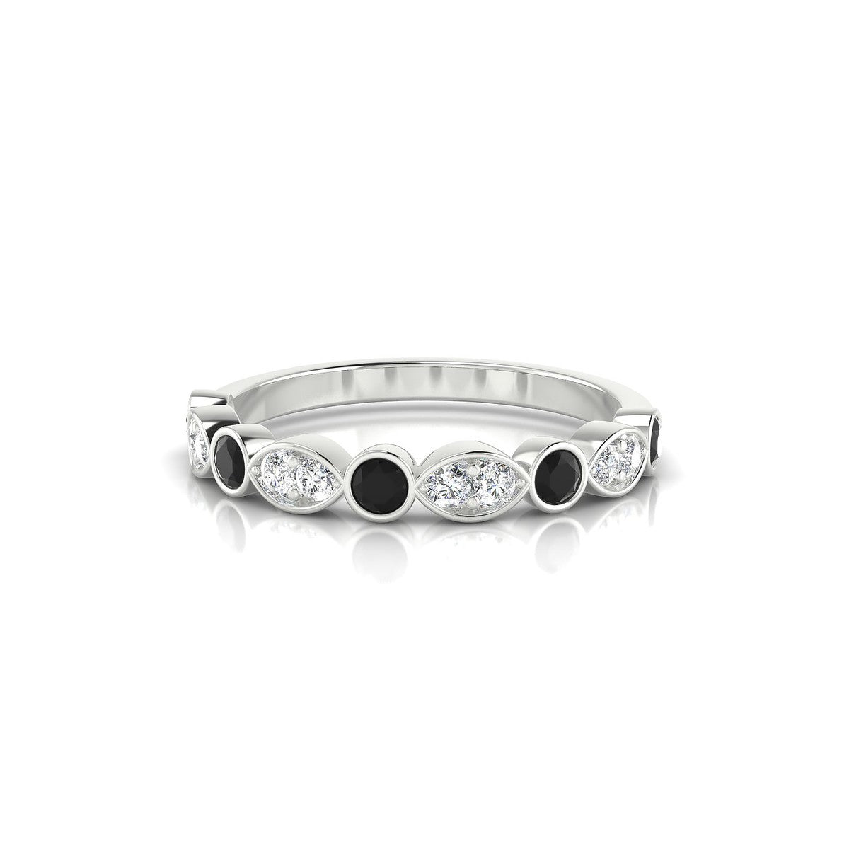 Serenity | 18k White Gold 2.5 mm Round Black Diamond Ring