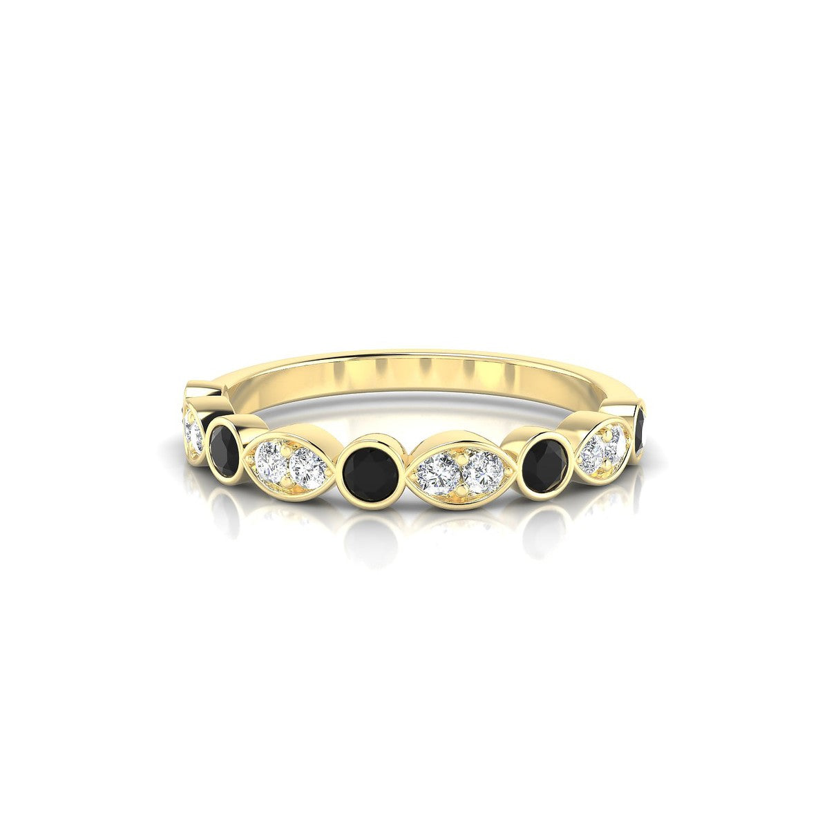 Serenity | 18k Yellow Gold 2.5 mm Round Black Diamond Ring
