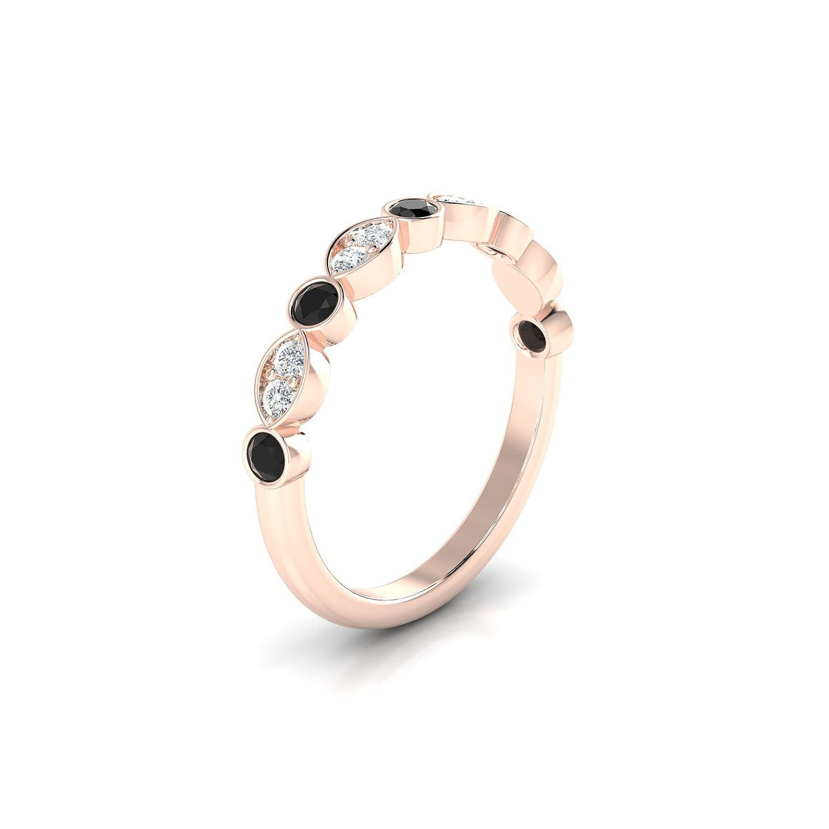 Serenity | 18k Rose Gold 2.5 mm Round Black Diamond Ring