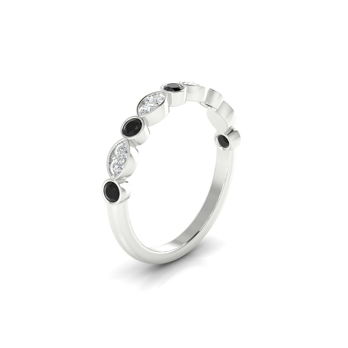 Serenity | 18k White Gold 2.5 mm Round Black Diamond Ring