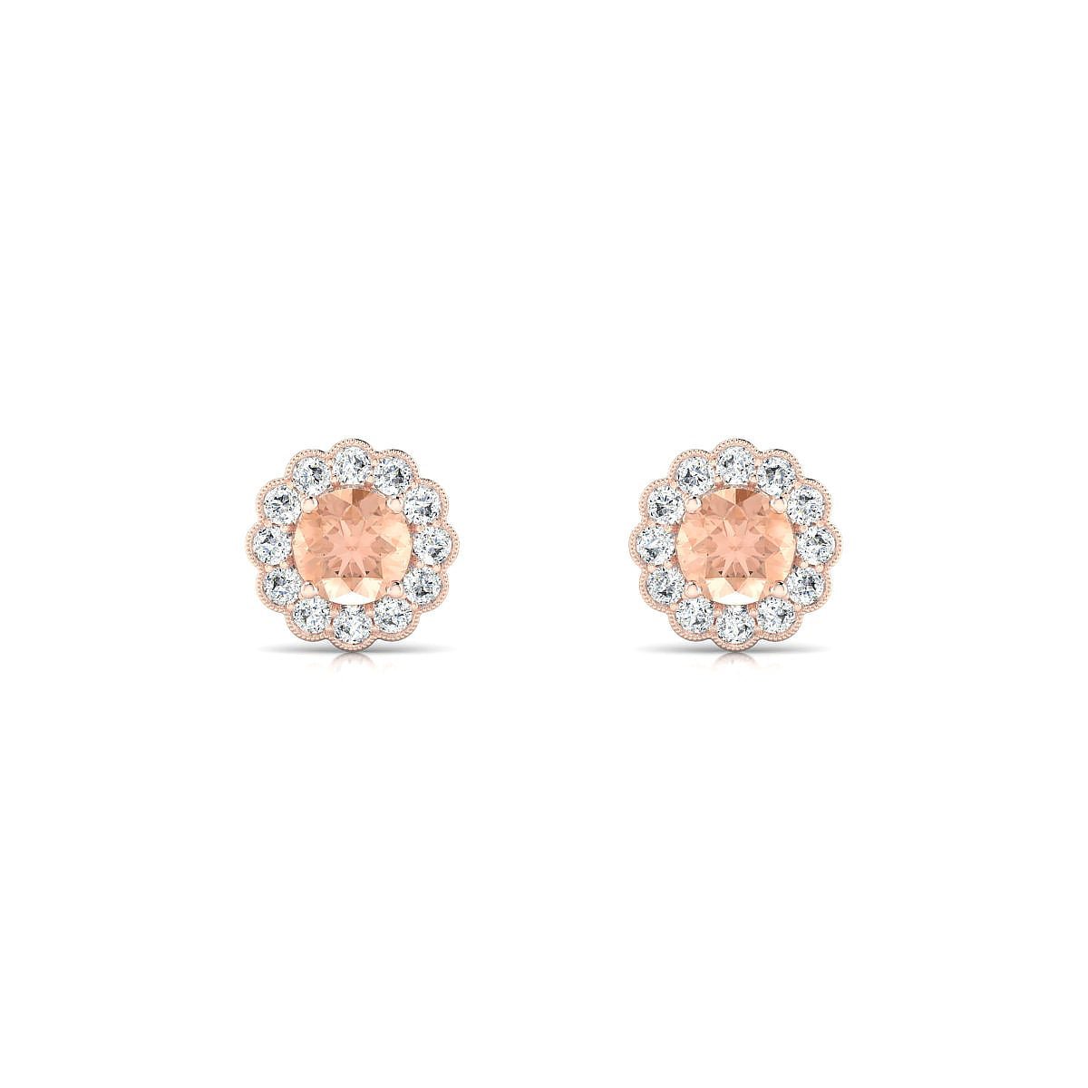 Solace | 18k Rose Gold 4.5 mm Round Morganite Earrings