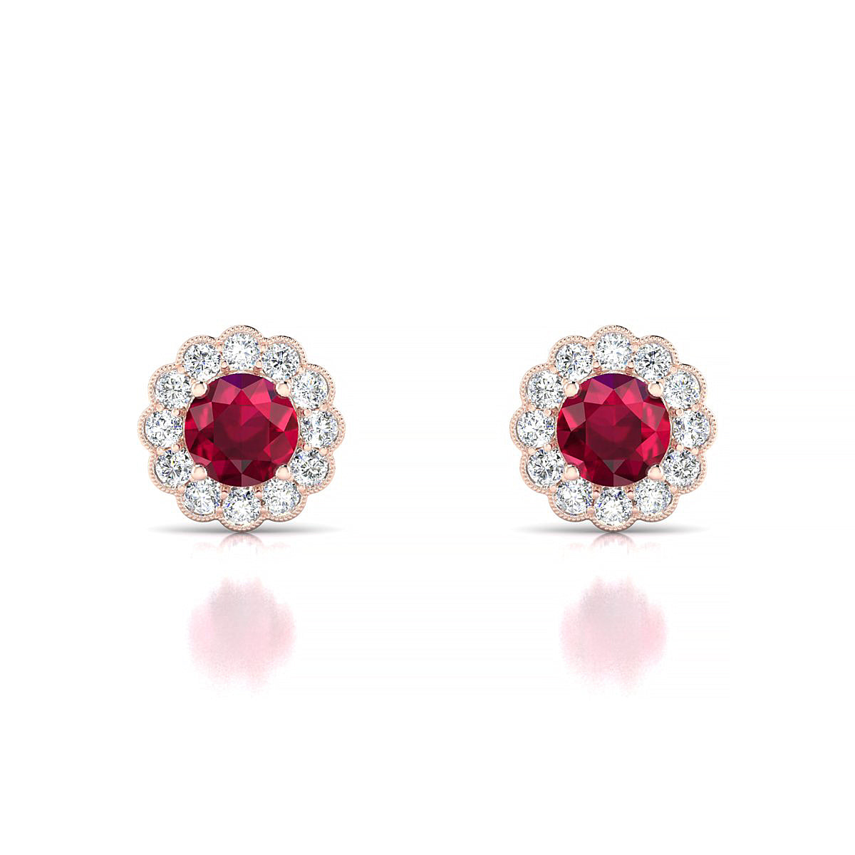 Solace | 18k Rose Gold 4.5 mm Round Ruby Earrings