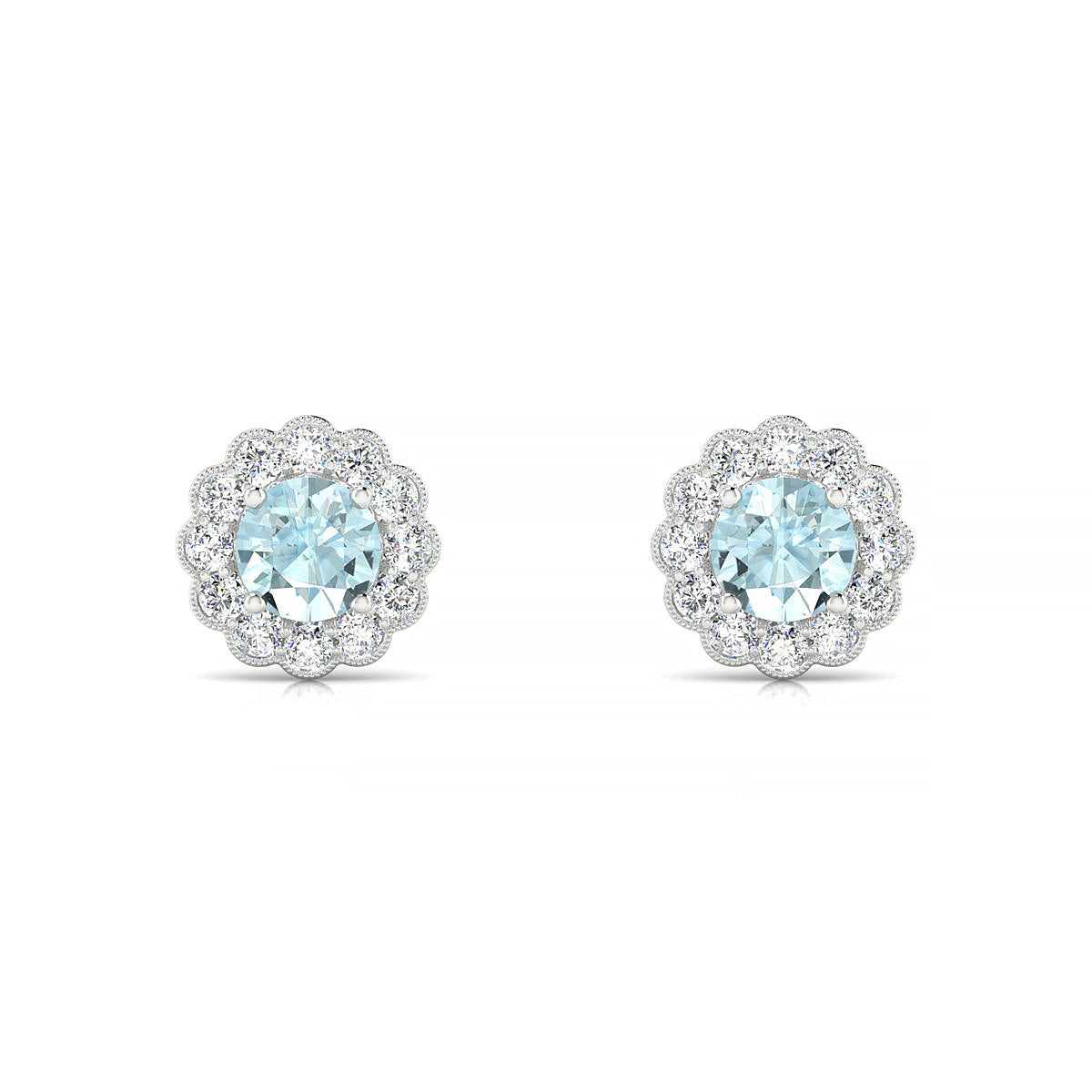 Solace | 18k White Gold 4.5 mm Round Aquamarine Earrings