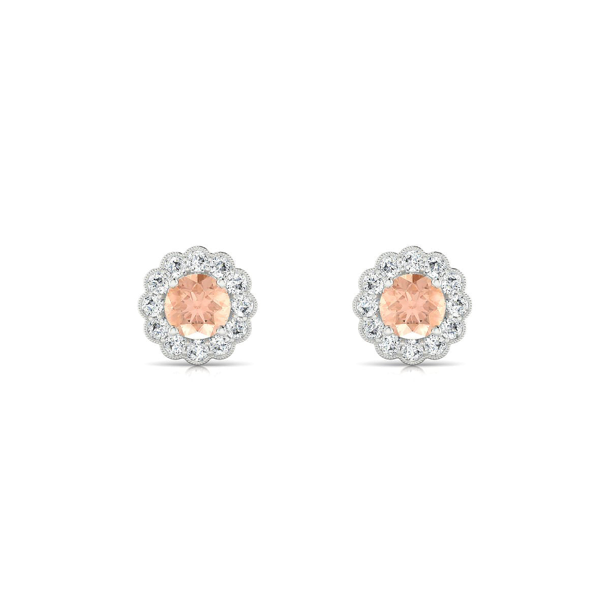Solace | 18k White Gold 4.5 mm Round Morganite Earrings