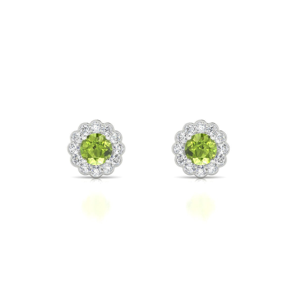 Solace | 18k White Gold 4.5 mm Round Peridot Earrings